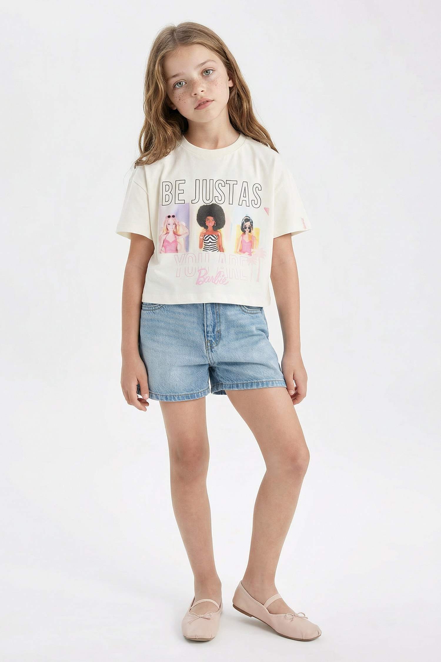 Girl Barbie Crew Neck Short Sleeve T-Shirt