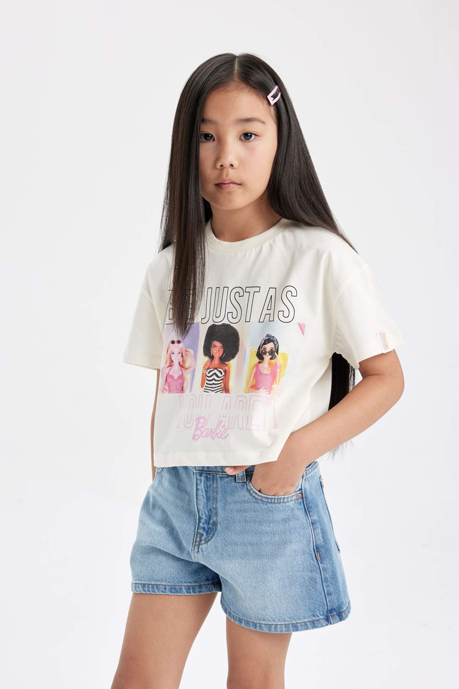 Girl Barbie Crew Neck Short Sleeve T-Shirt