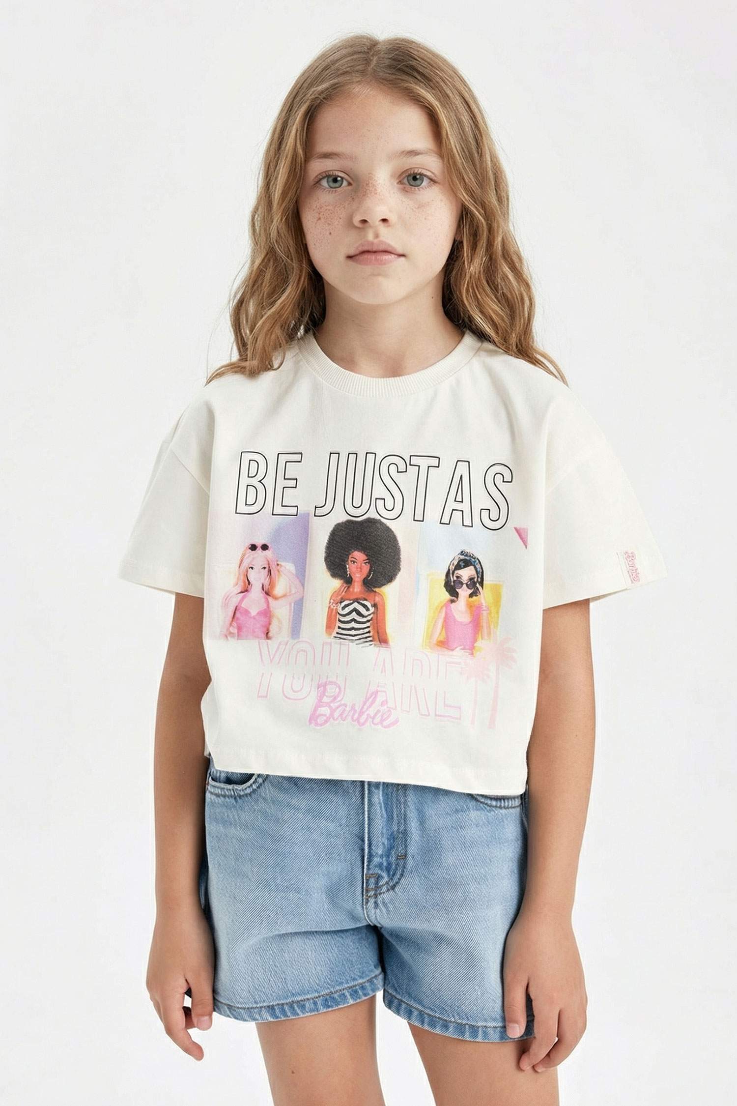 Girl Barbie Crew Neck Short Sleeve T-Shirt