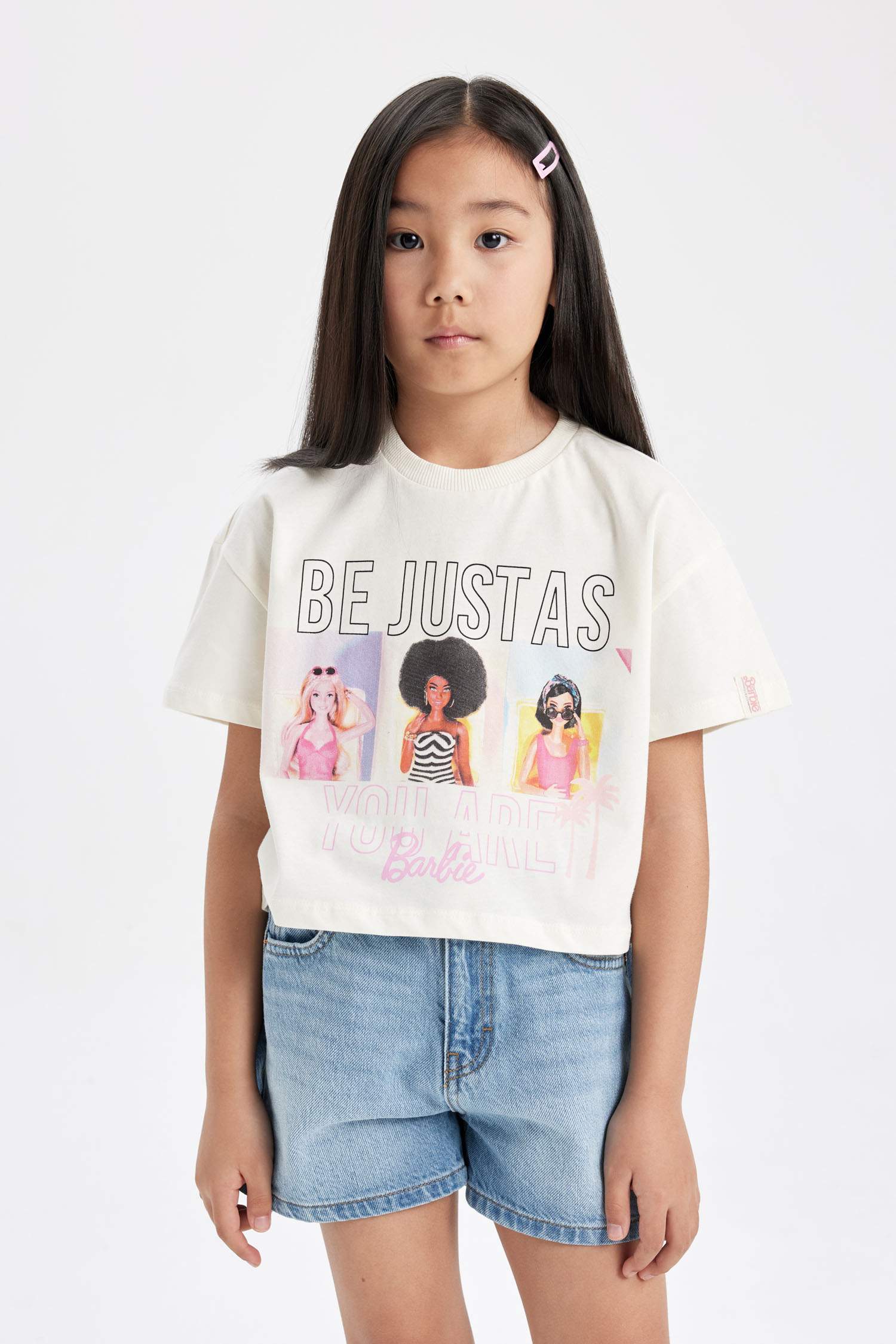 Girl Barbie Crew Neck Short Sleeve T-Shirt