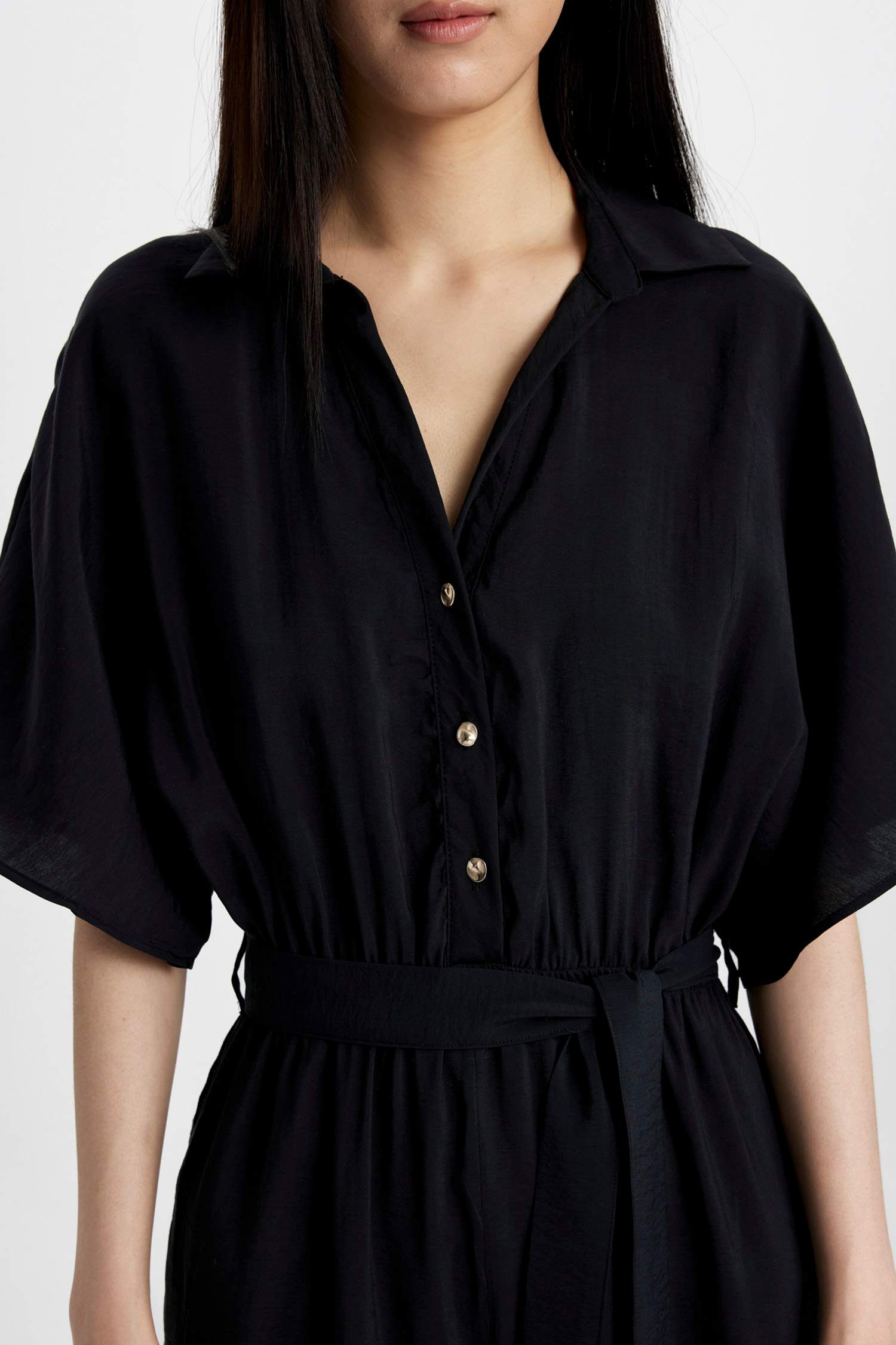 Shirt Collar Short Sleeve Jumpsuit