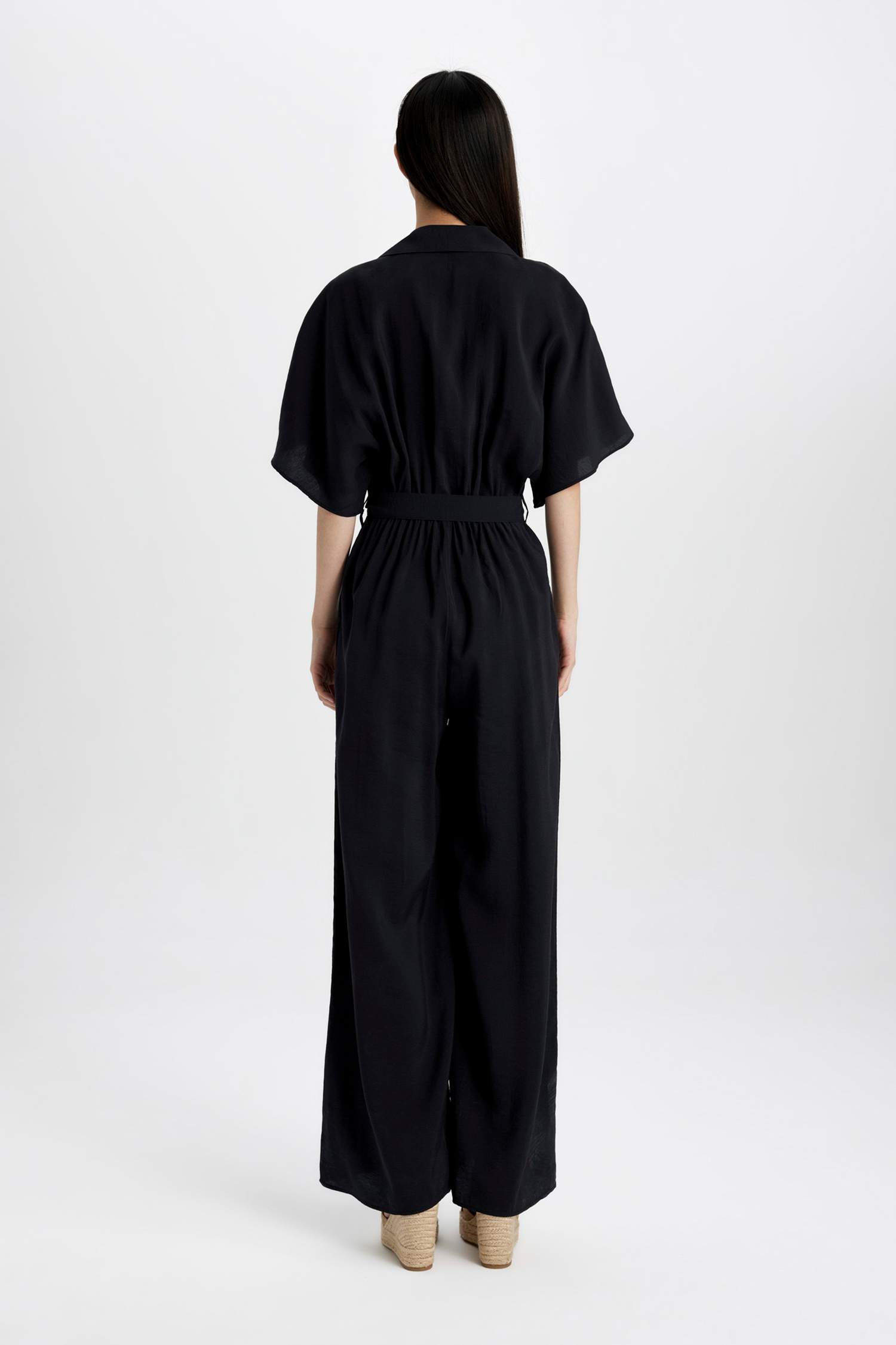 Shirt Collar Short Sleeve Jumpsuit