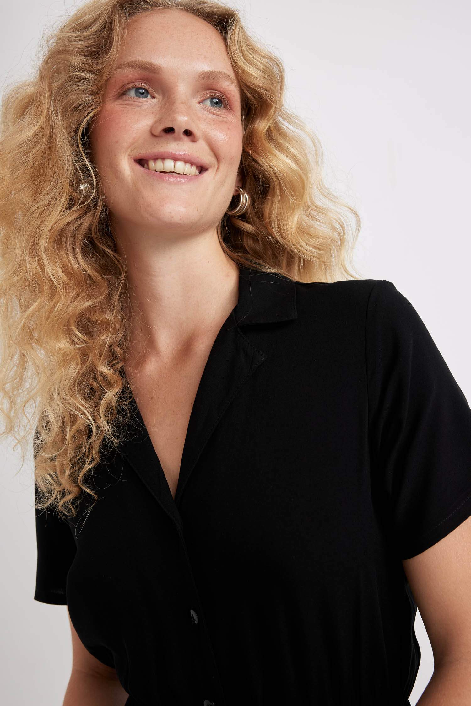 Shirt Collar Short Sleeve Jumpsuit