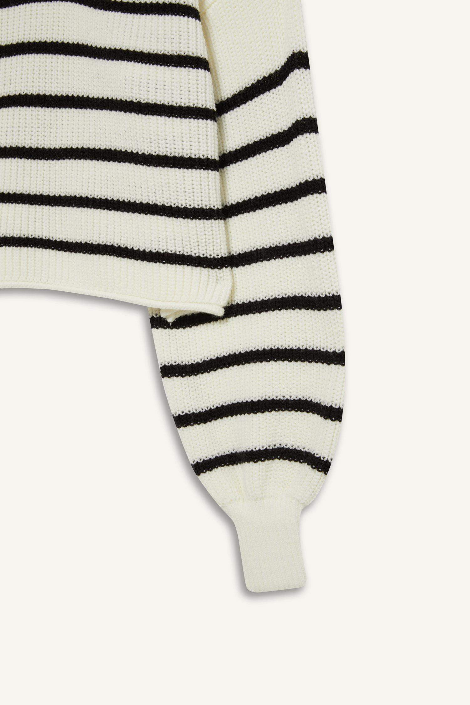 Coool Relax Fit Polo Yaka Düğmeli Çizgili Triko Kazak