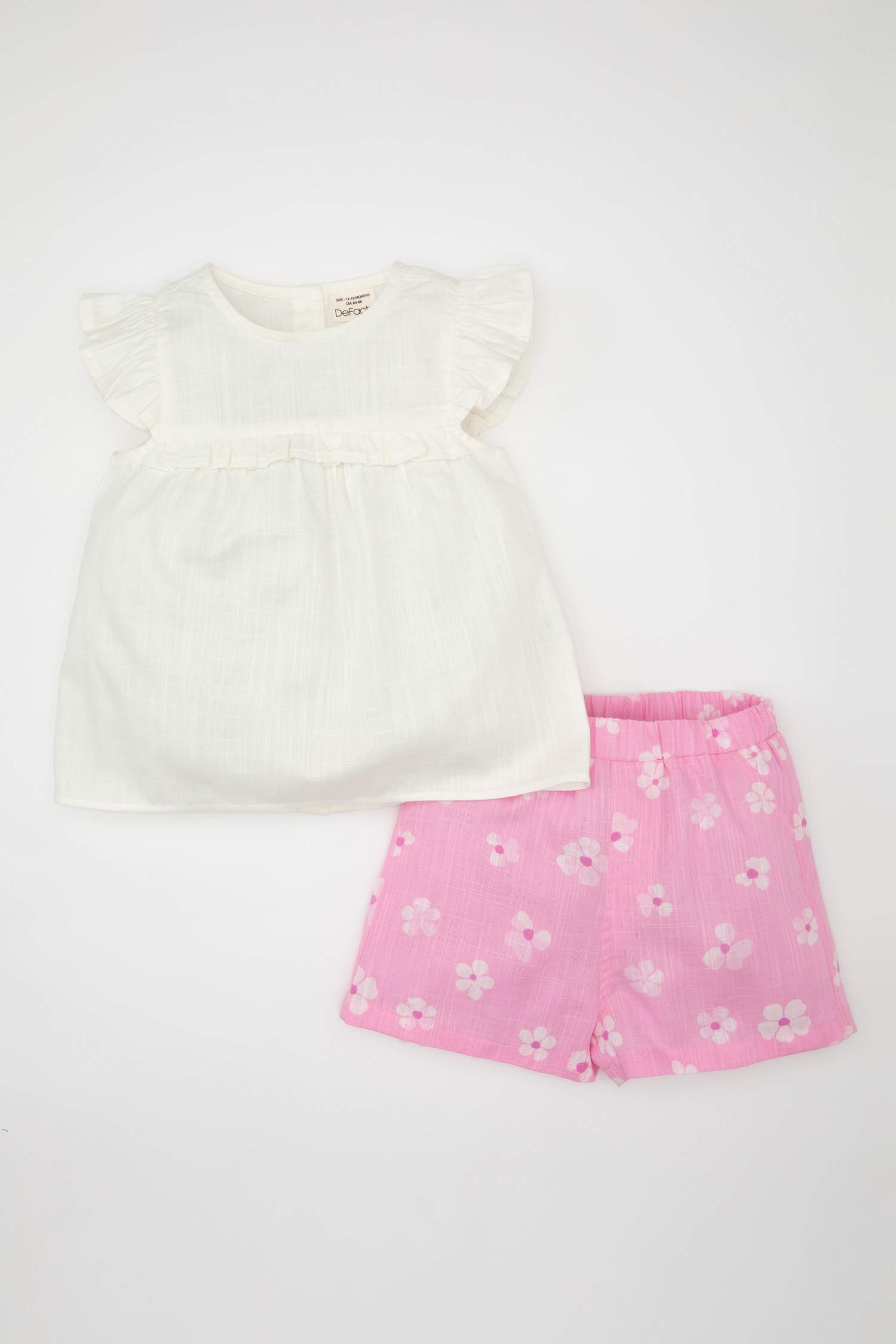 Baby Girl Flared Poplin Blouse Floral Shorts 2 Piece Set