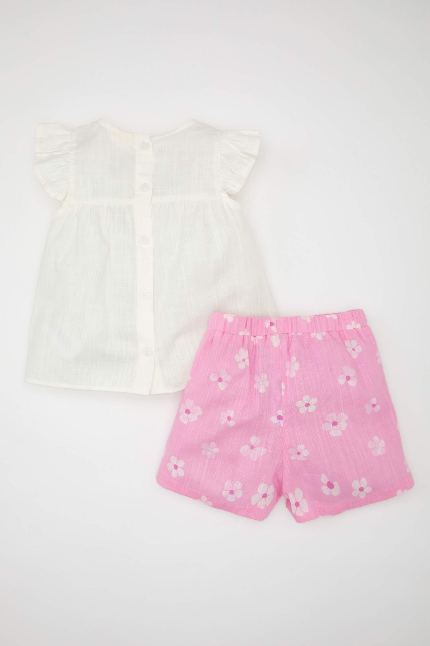 Baby Girl Flared Poplin Blouse Floral Shorts 2 Piece Set