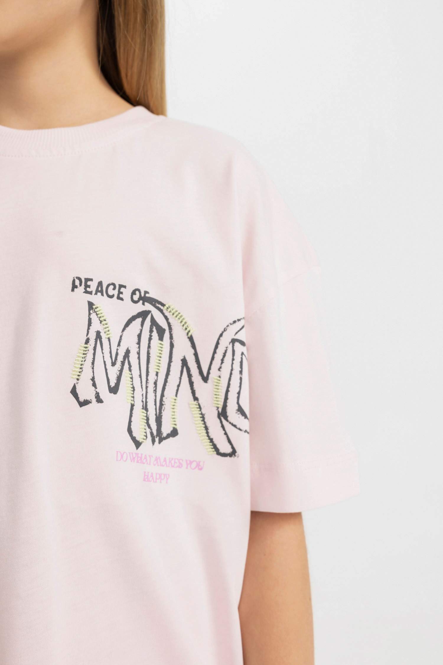 Girl Oversize Fit Printed Short Sleeve T-Shirt