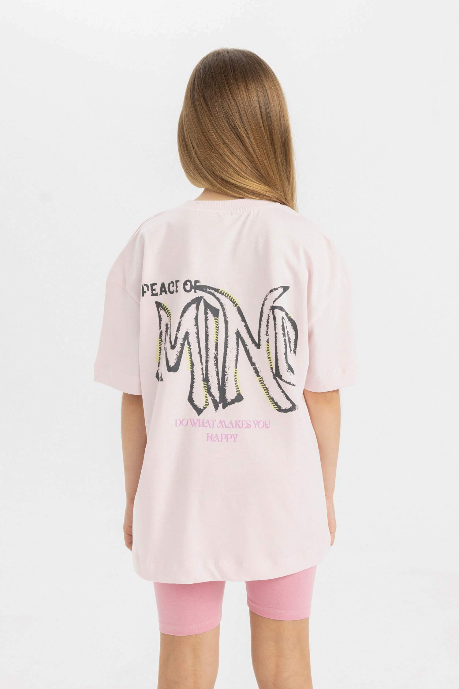 Girl Oversize Fit Printed Short Sleeve T-Shirt