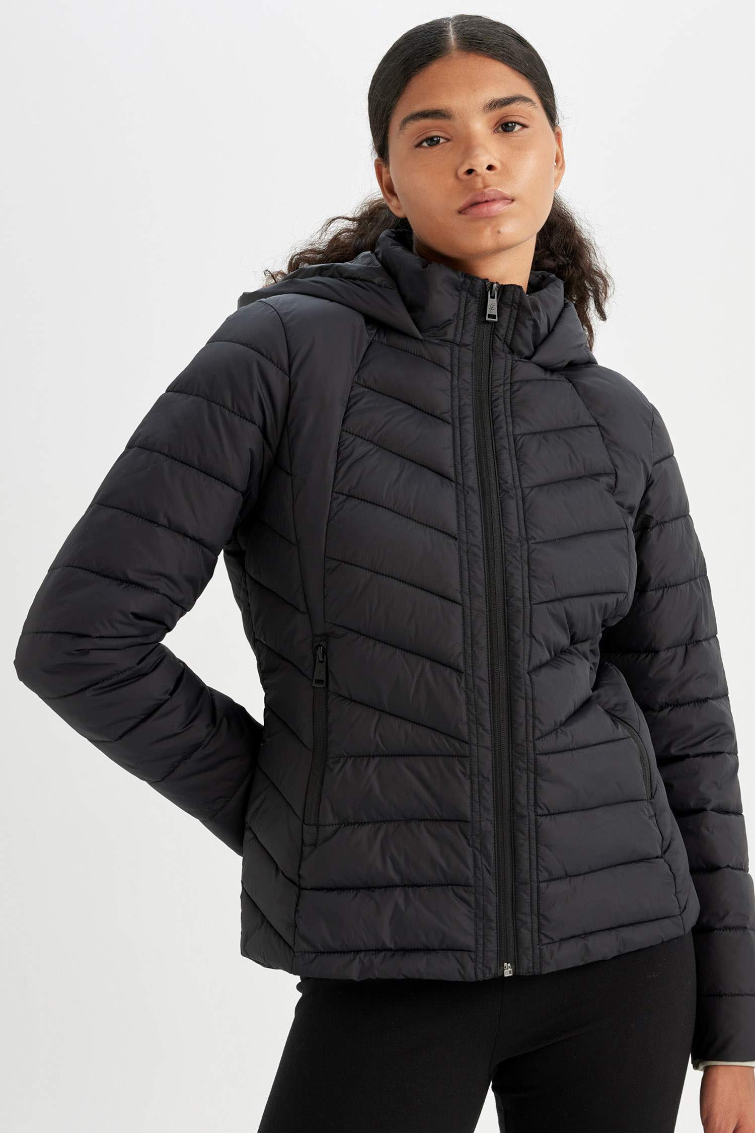 DeFactoFit Su İtici Ultra Hafif Kapüşonlu Fermuarlı Mevsimlik Mont