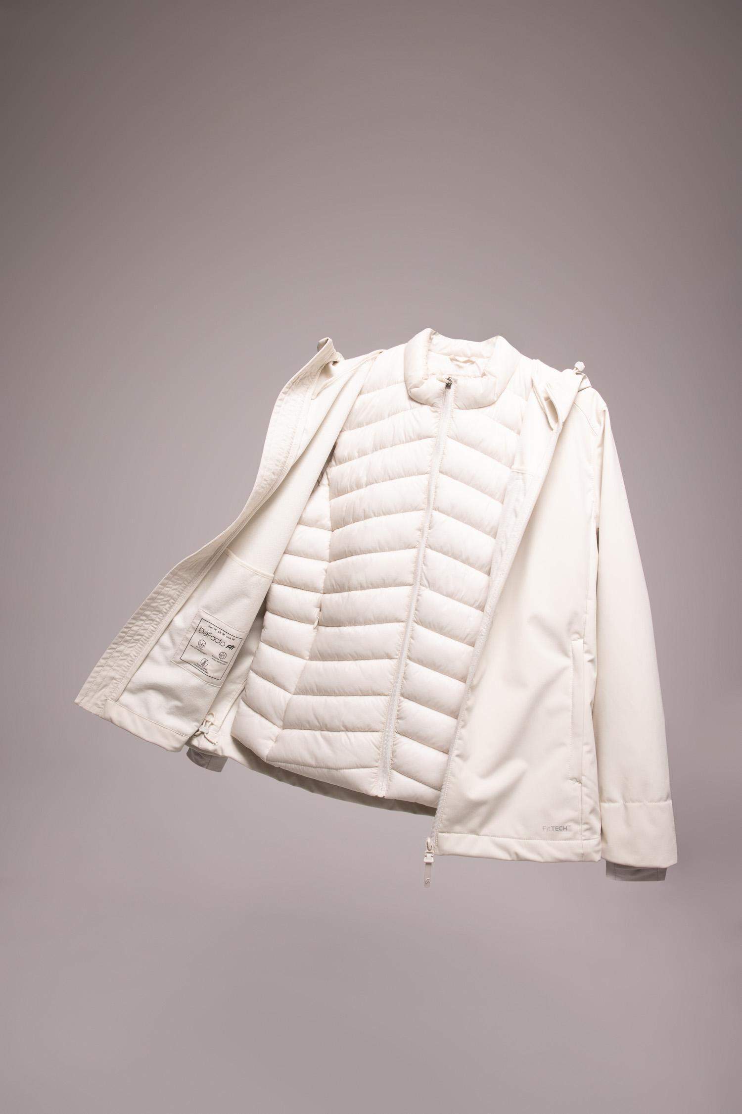 DeFactoFit Su Geçirmez Softshell Mont Rüzgar Geçirmez Kapüşonlu Cepli Fermuarlı