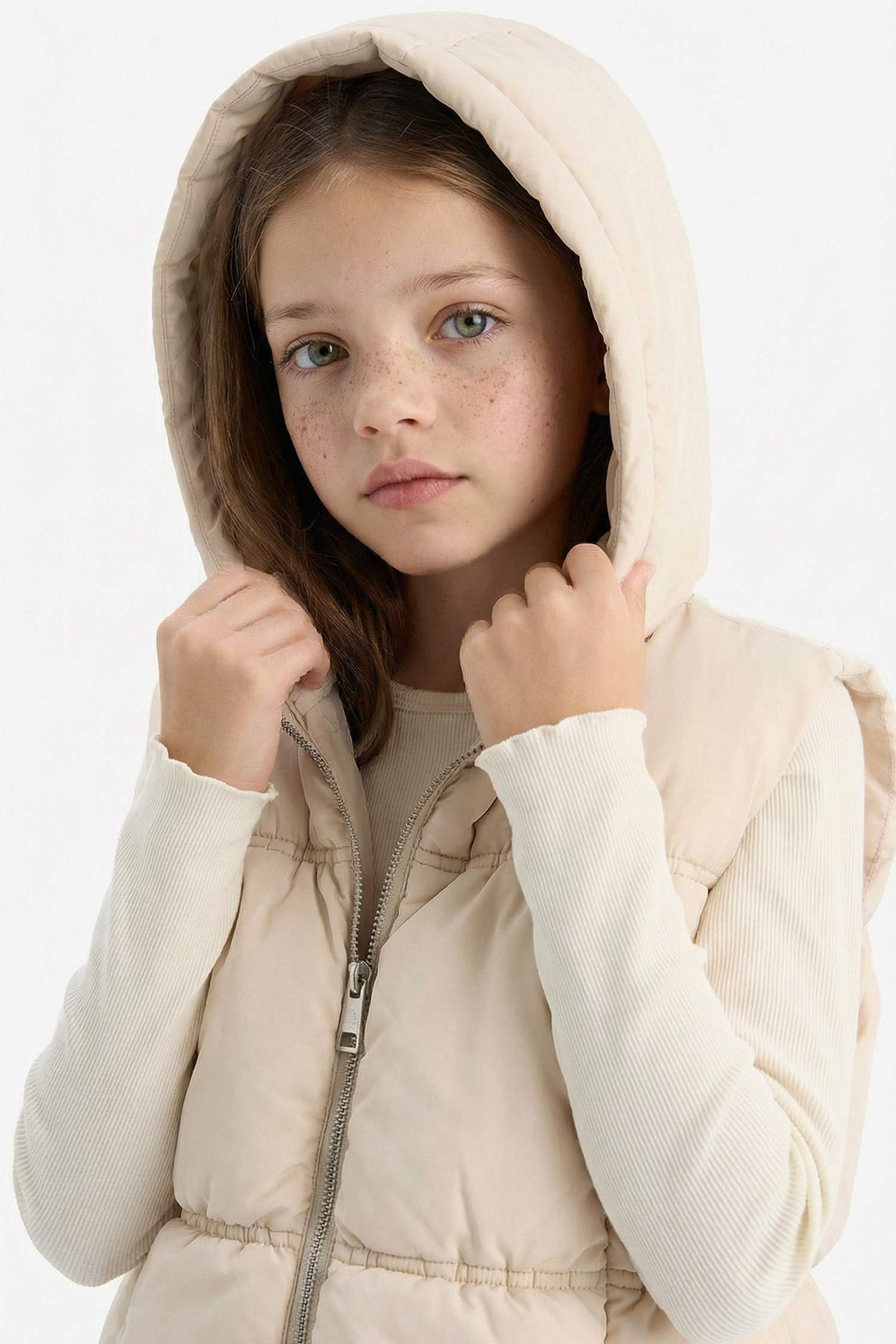 Girl Waterproof Hooded Puffer Vest