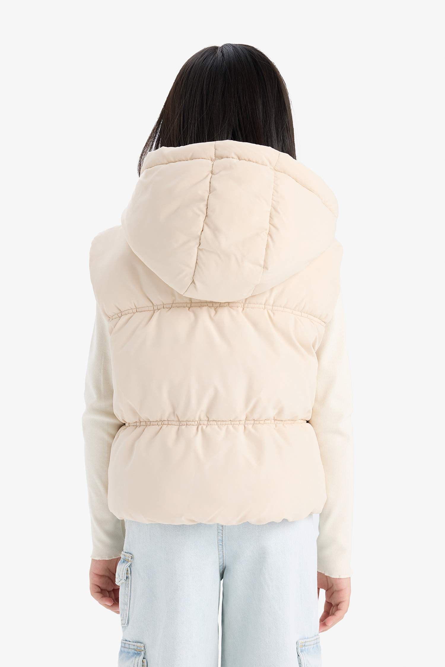 Kız Çocuk Su İtici Kapüşonlu Fermuarlı Şişme Yelek