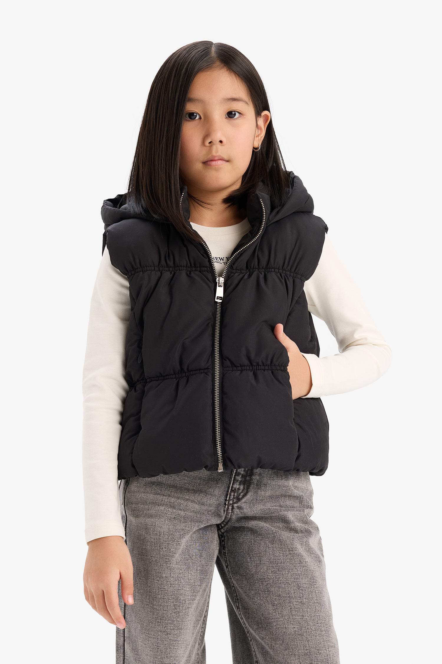 Girl Waterproof Hooded Puffer Vest