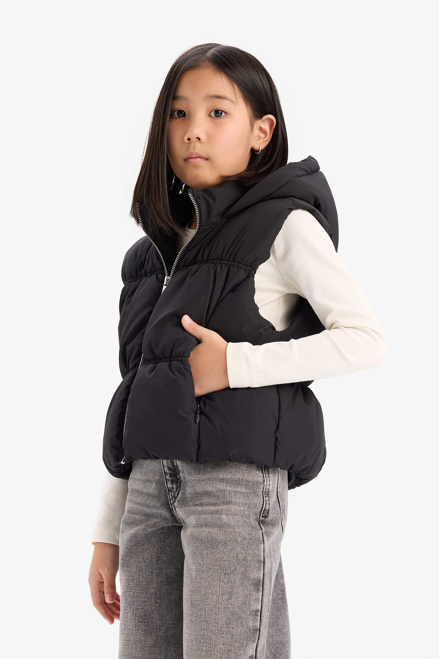 Girl Waterproof Hooded Puffer Vest