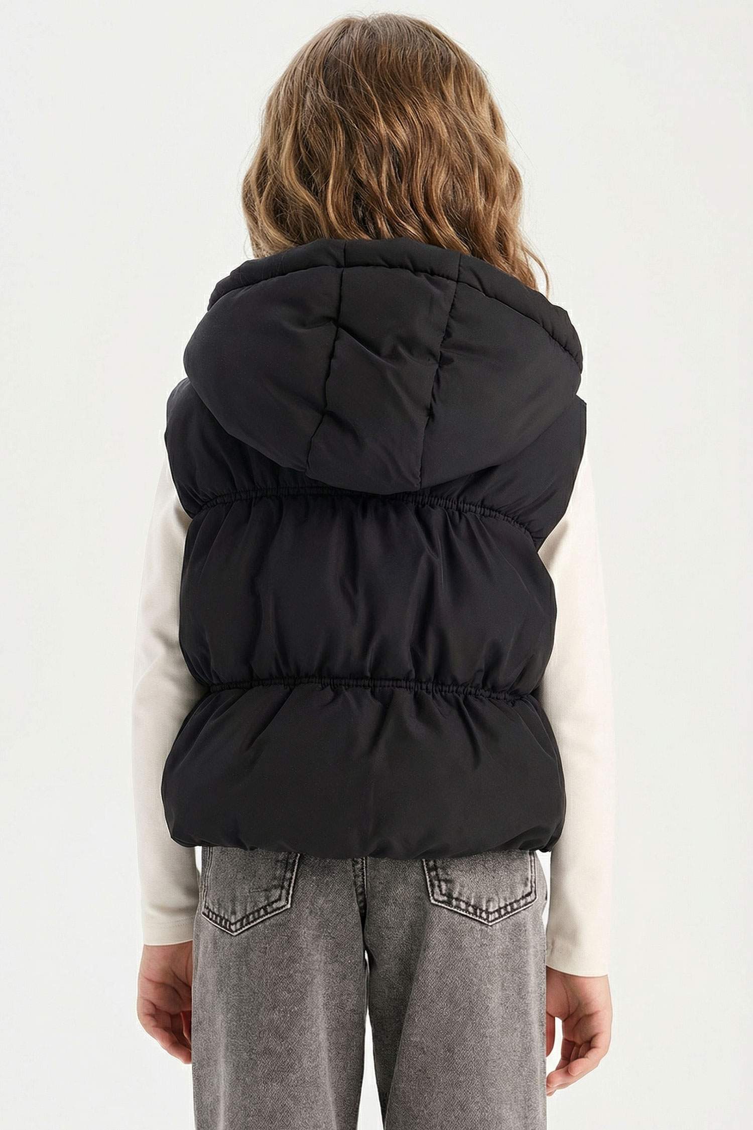 Su İtici Kapüşonlu Fermuarlı Şişme Yelek Kız Çocuk