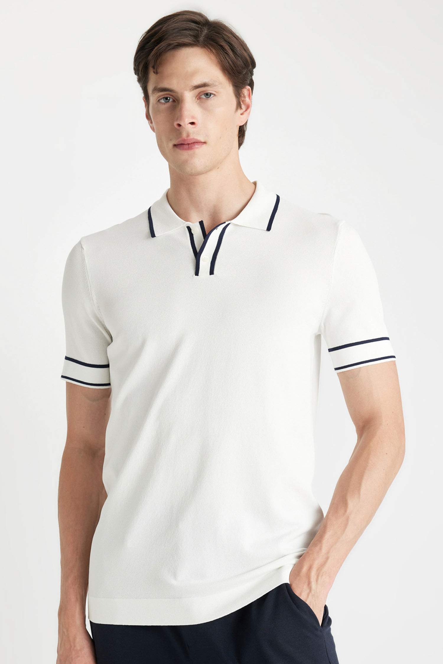 تيشيرت بولو تريكو نص كم سليم فيت