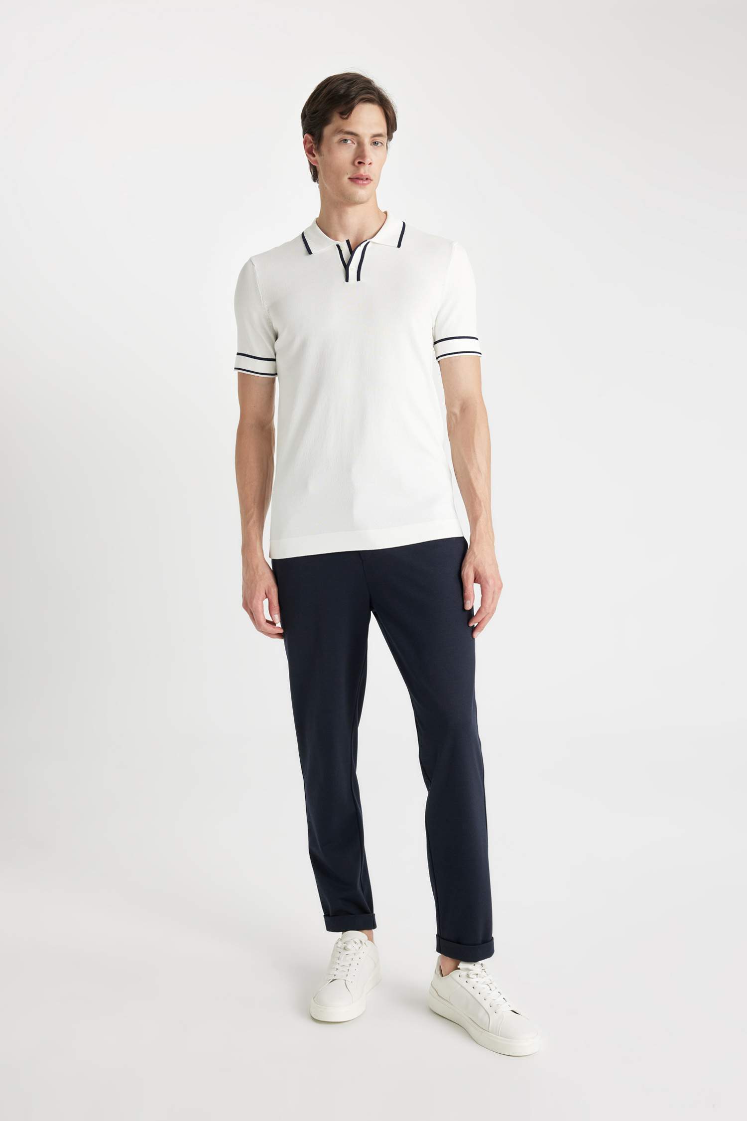 تيشيرت بولو تريكو نص كم سليم فيت