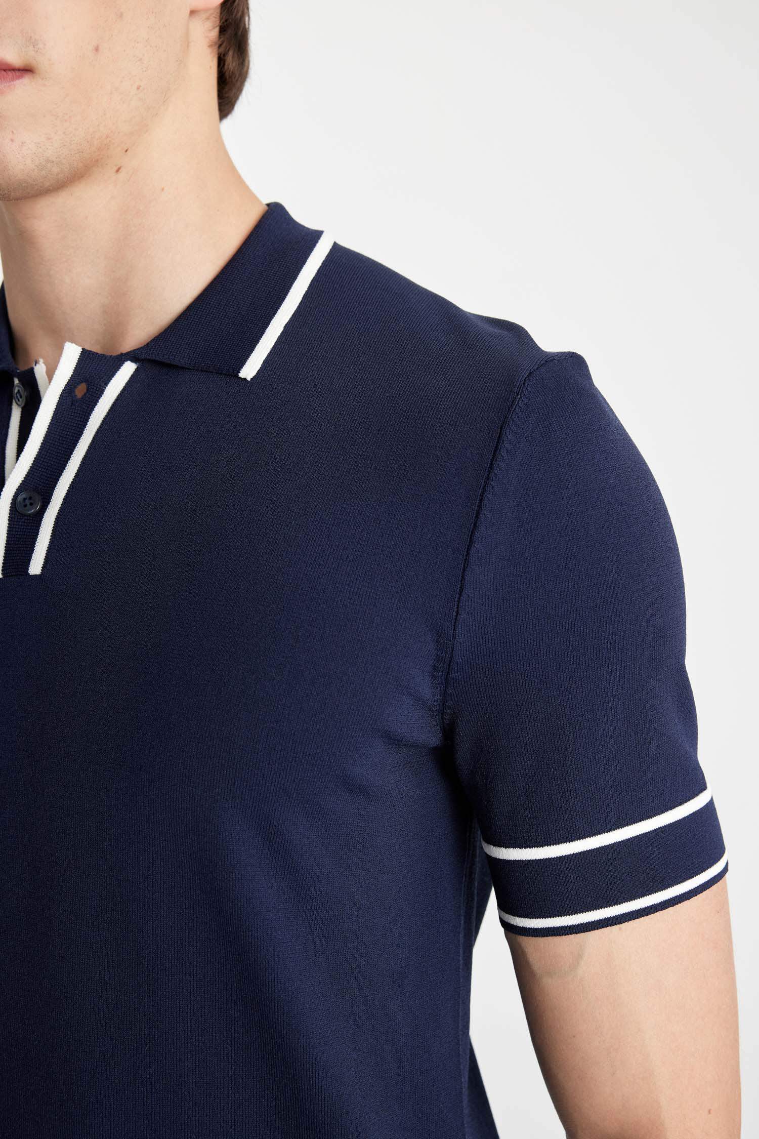 تيشيرت بولو تريكو نص كم سليم فيت