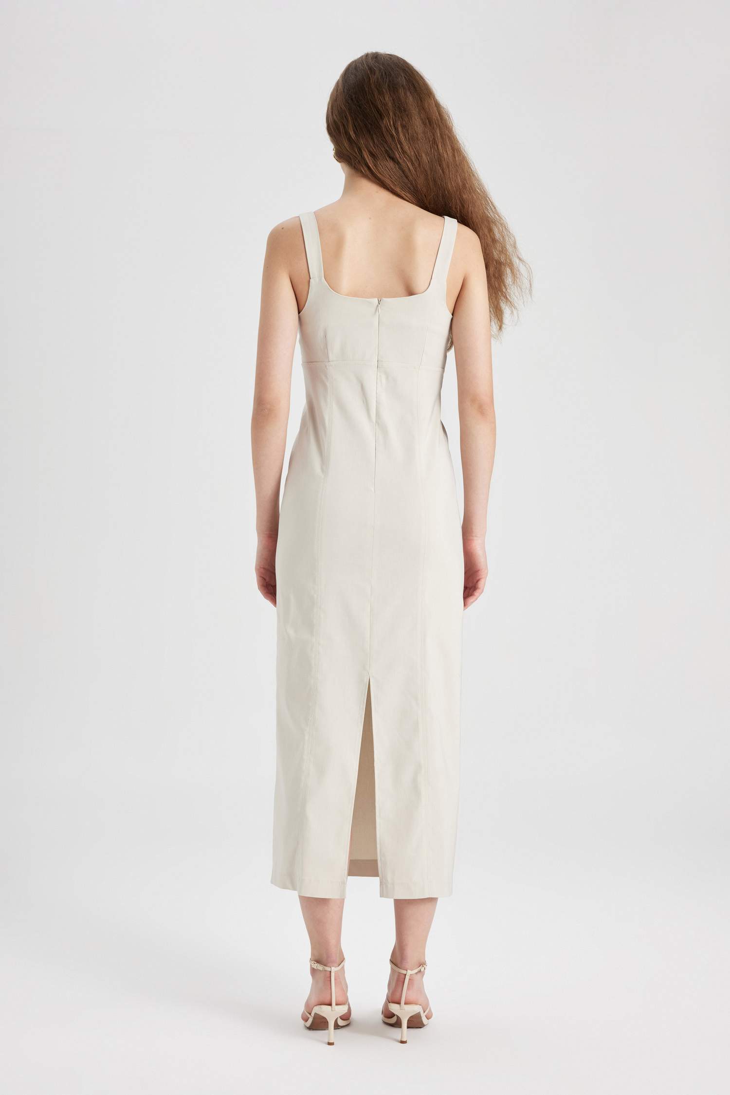 Bodycon Square Neck Strap Maxi Dress