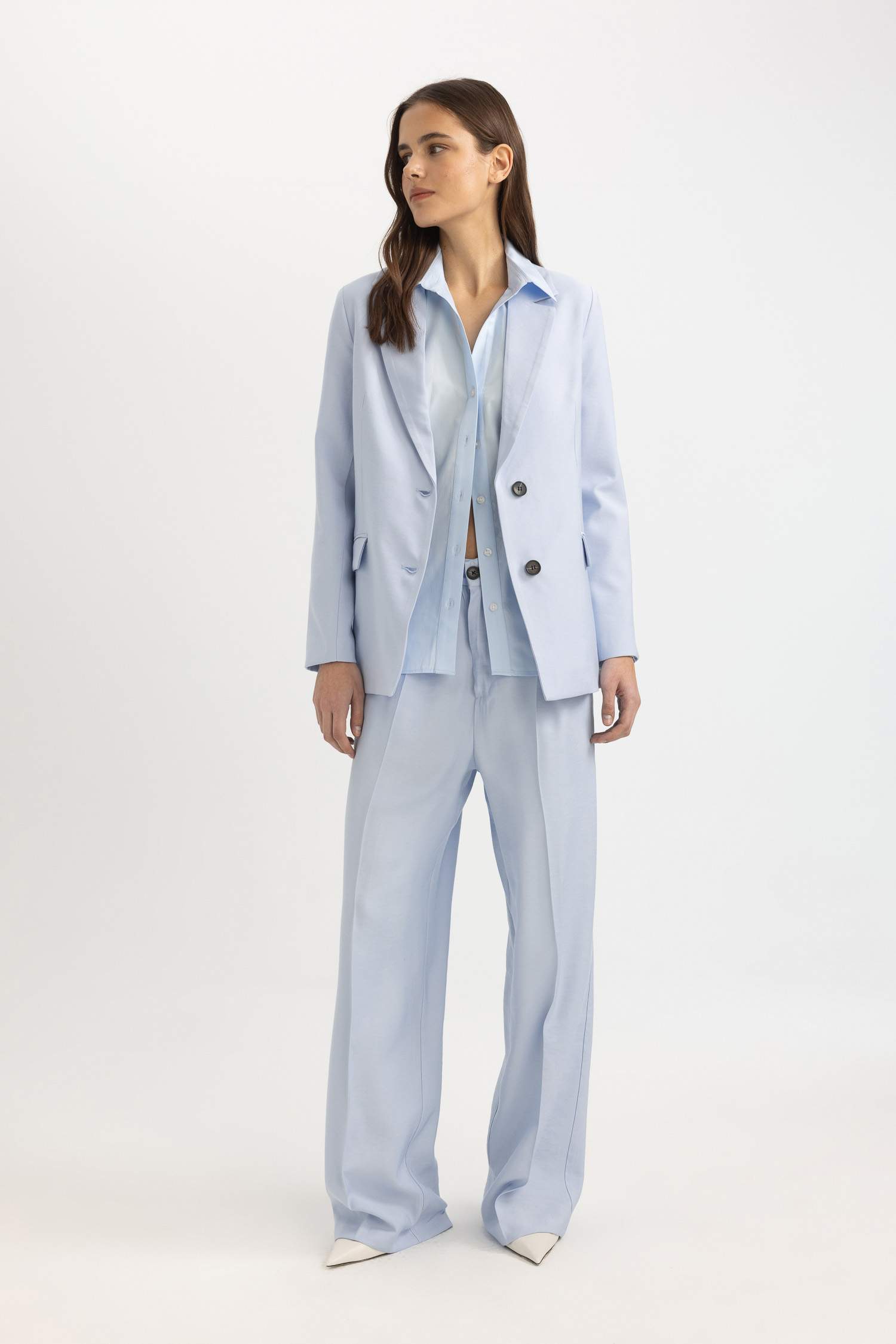 Wide Leg Cepli Yüksek Bel Geniş Paça Uzun Boy Kumaş Pantolon