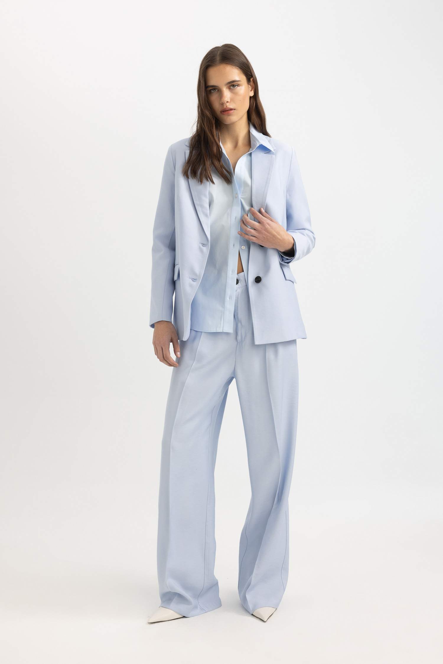 Wide Leg Cepli Yüksek Bel Geniş Paça Uzun Boy Kumaş Pantolon