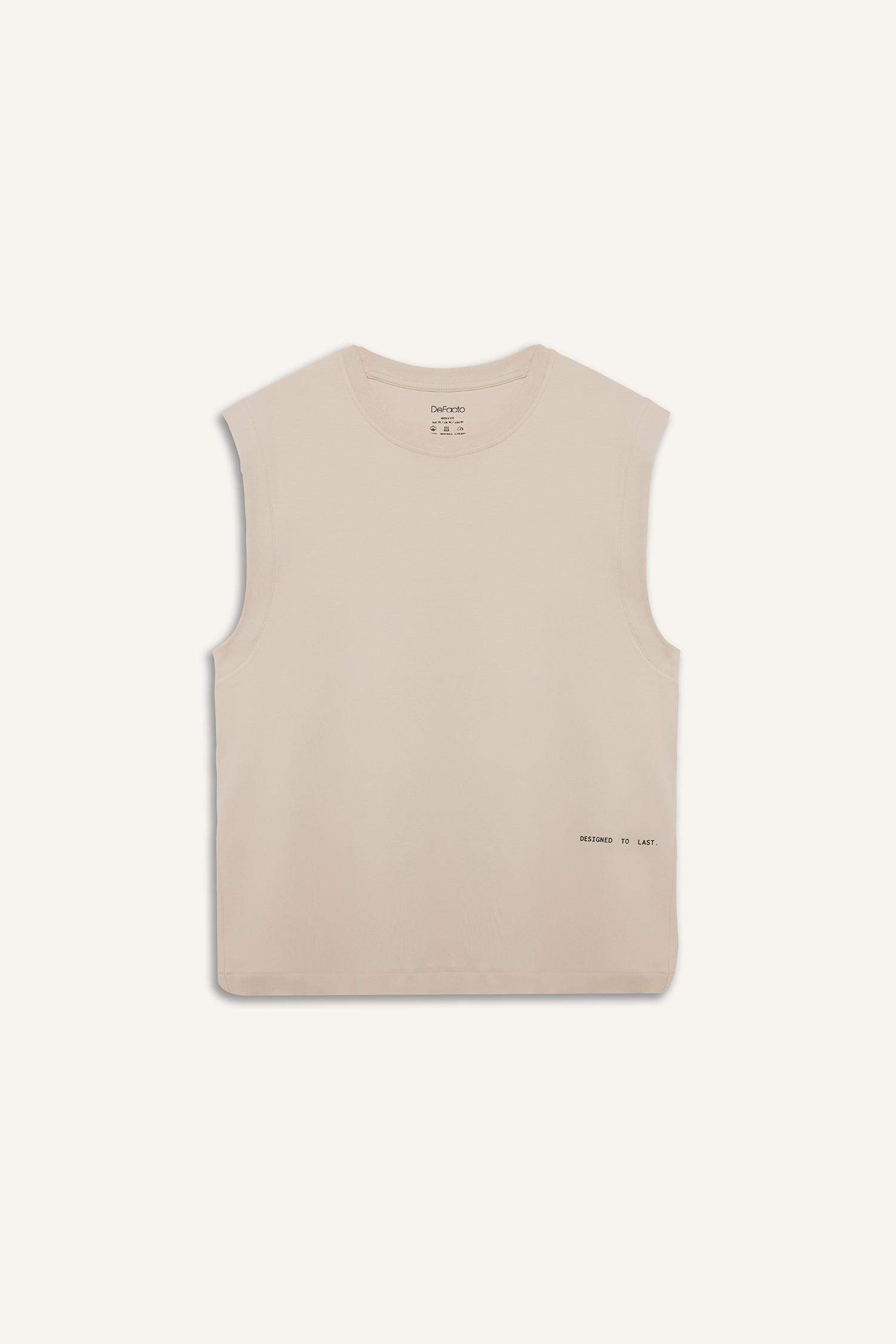 Boxy Fit Printed Crew Neck Sleeveless Tank Top