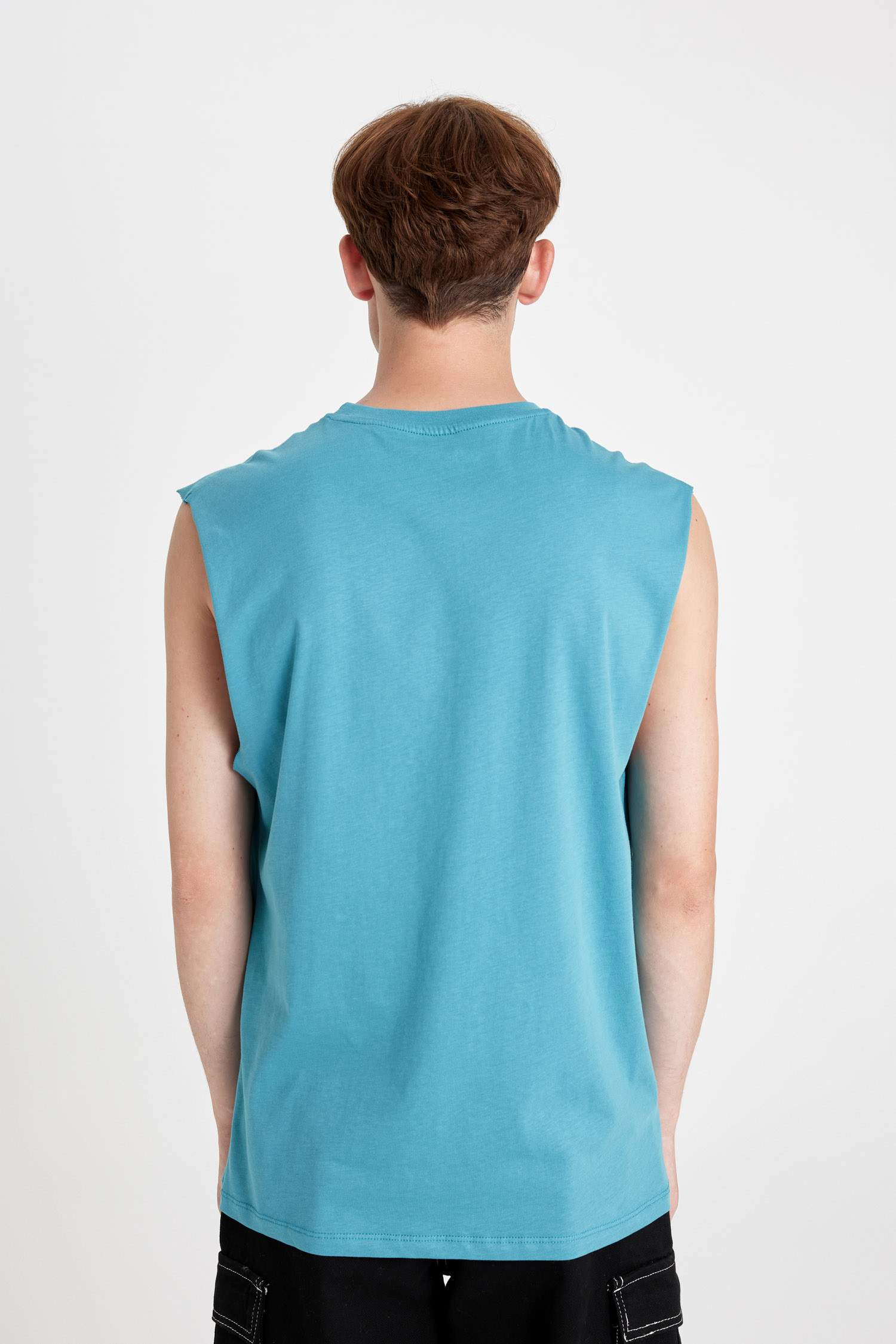 Boxy Fit Printed Crew Neck Tank Top