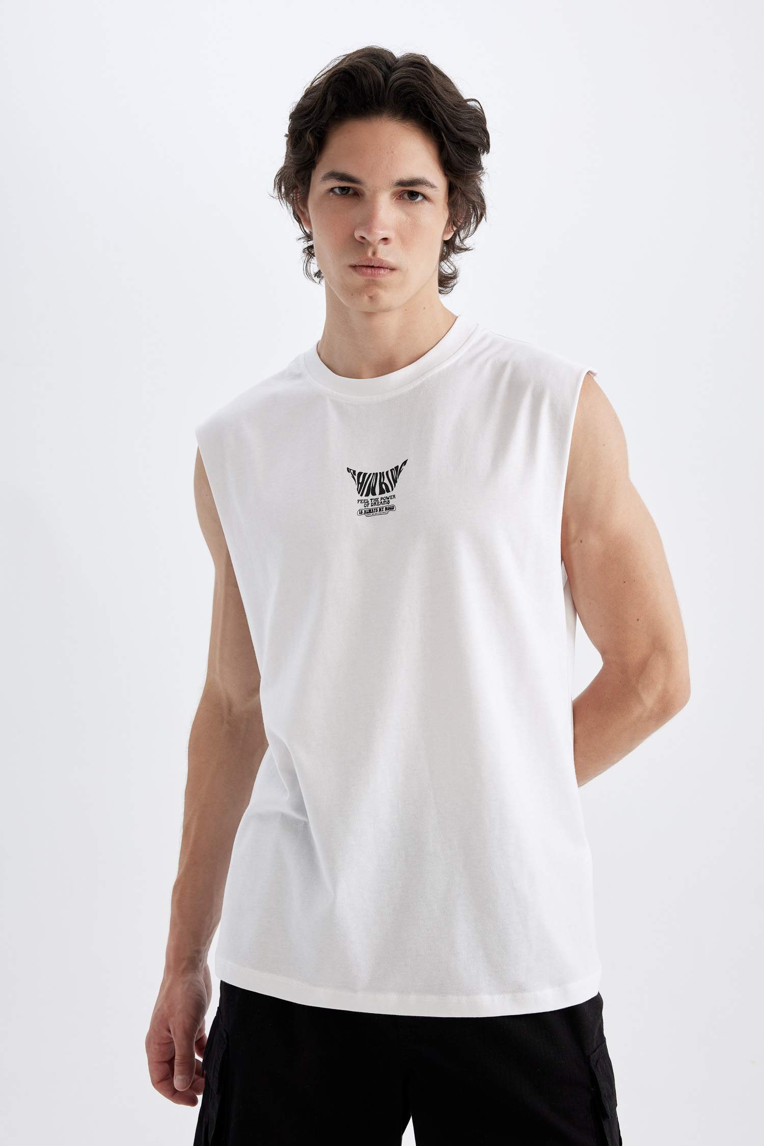 تيشيرت كت اوفر سايز مطبوع  بدون ردن