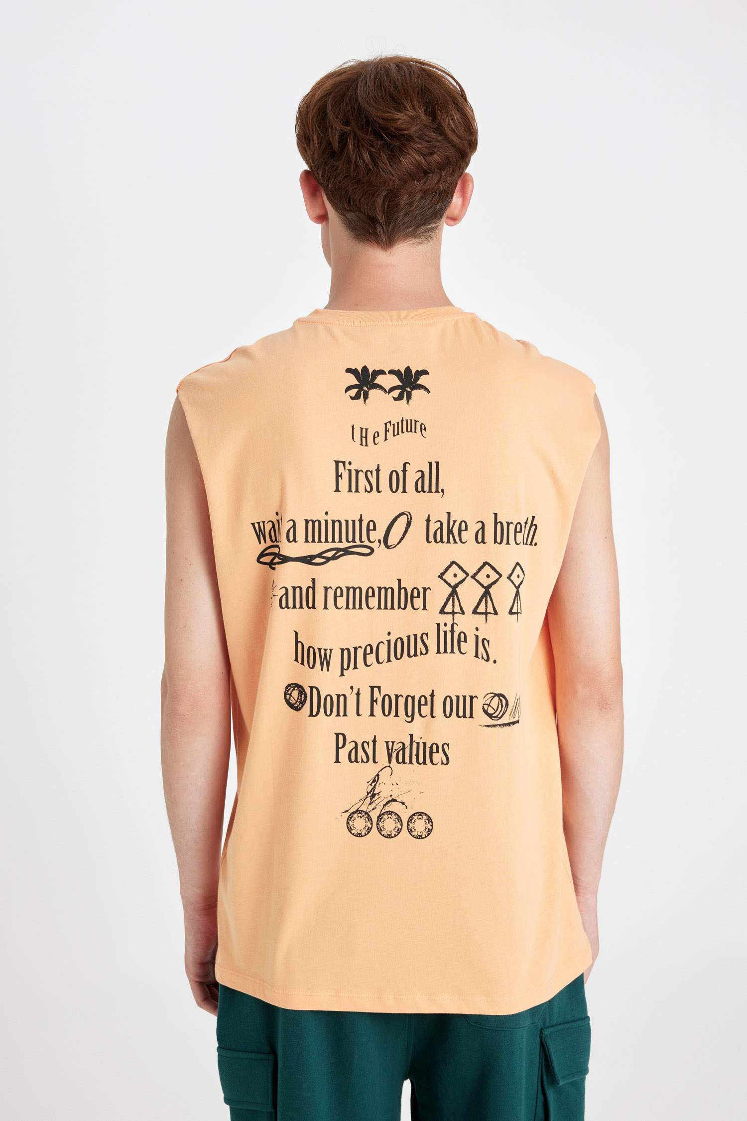 Débardeur Boxy en coton imprimé au dos à col rond