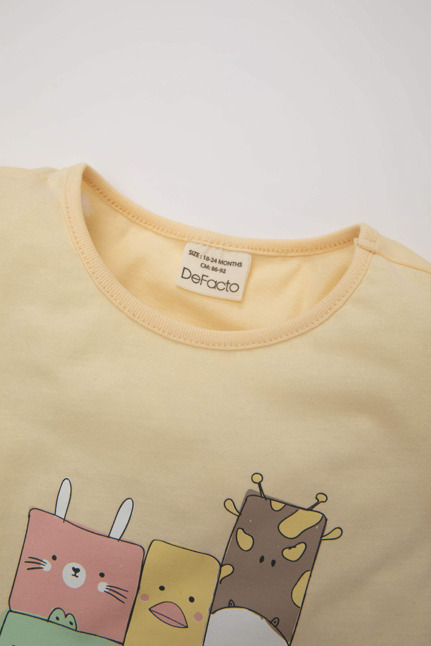 Kız Bebek Pijama Takımı Bisiklet Yaka Baskılı Penye Kısa Kollu Üst Şort