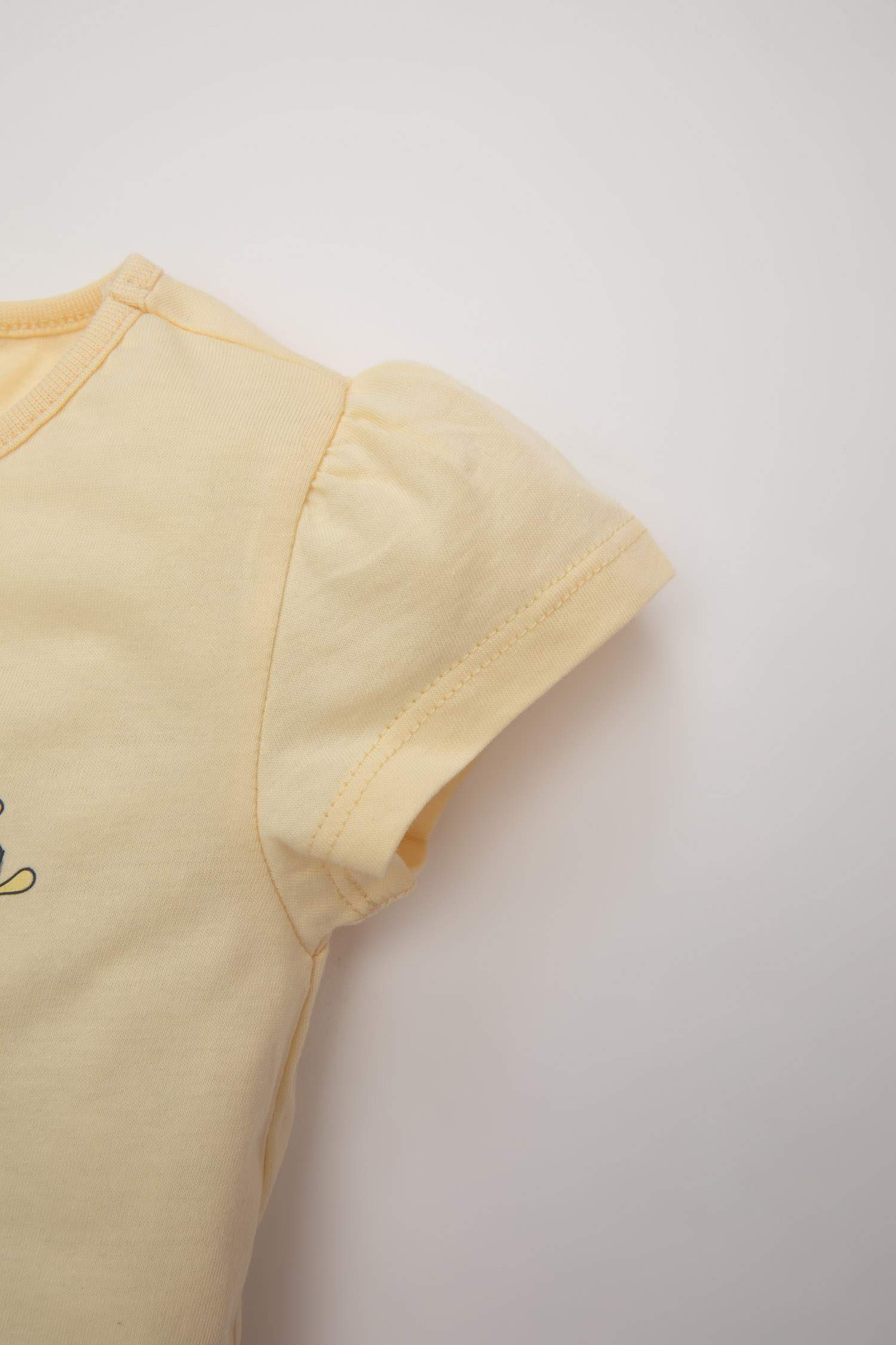 Kız Bebek Pijama Takımı Bisiklet Yaka Baskılı Penye Kısa Kollu Üst Şort