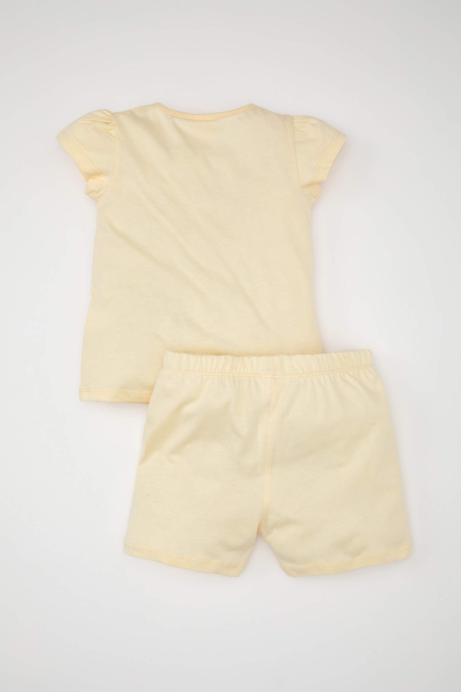 Kız Bebek Pijama Takımı Bisiklet Yaka Baskılı Penye Kısa Kollu Üst Şort