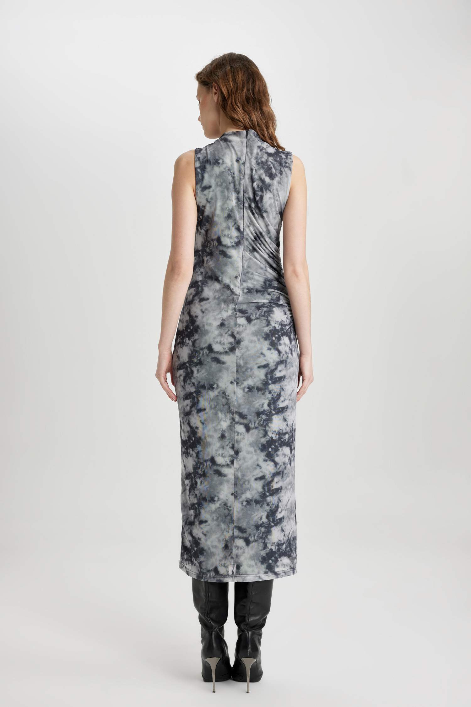 тығыз көйлек батик мойынжейде жеңсіз Қысқа жеңді трикотаж көйлек