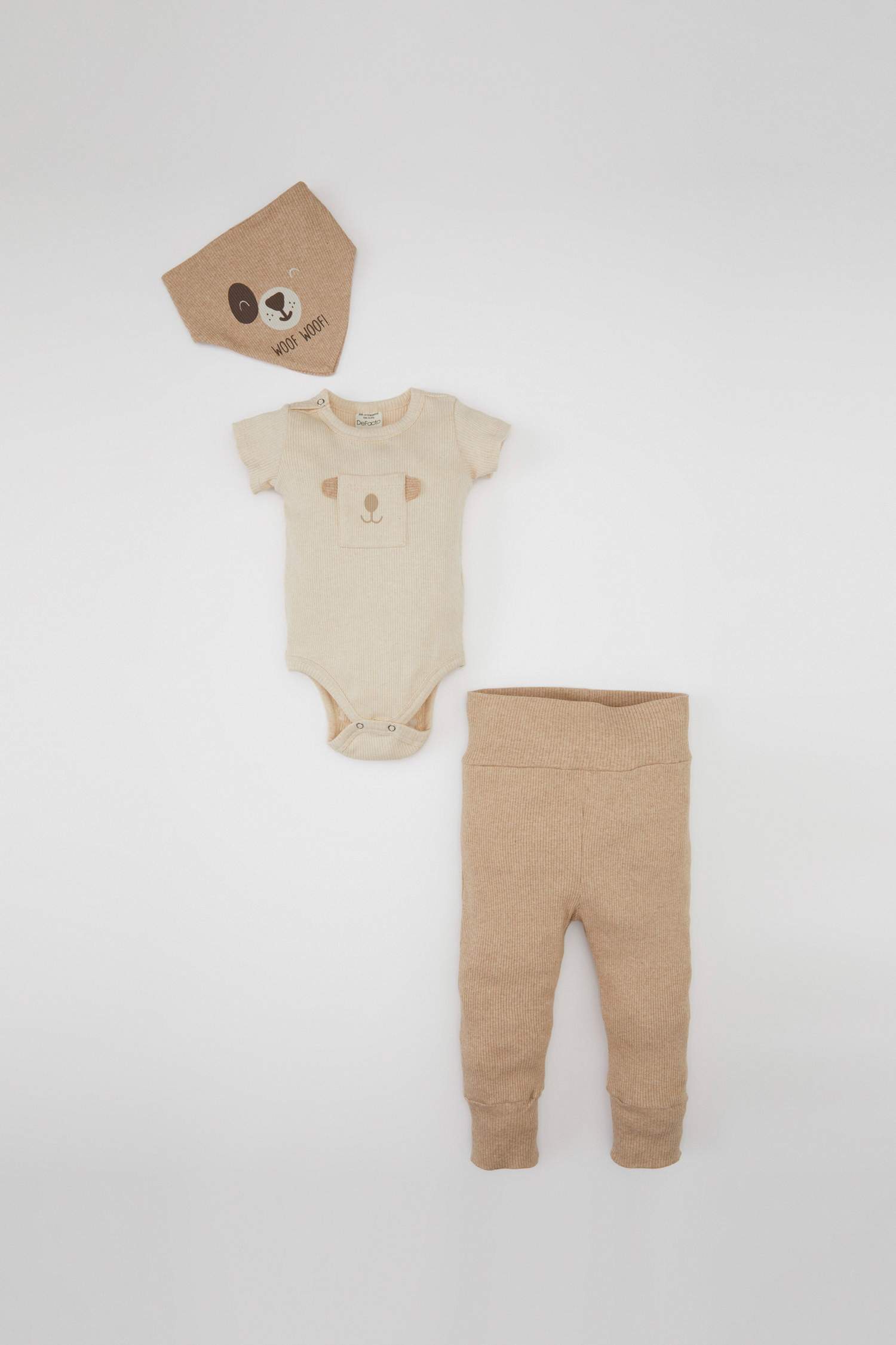 طقم بيبي اولادي مضلع قصة عادية - 3 قطع