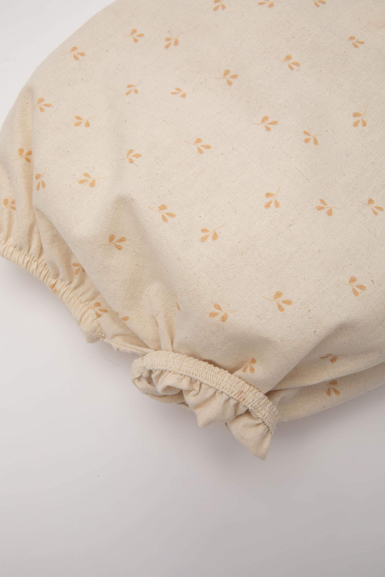 Kız Bebek Yenidoğan Çiçekli Keten Kısa Kollu Tulum