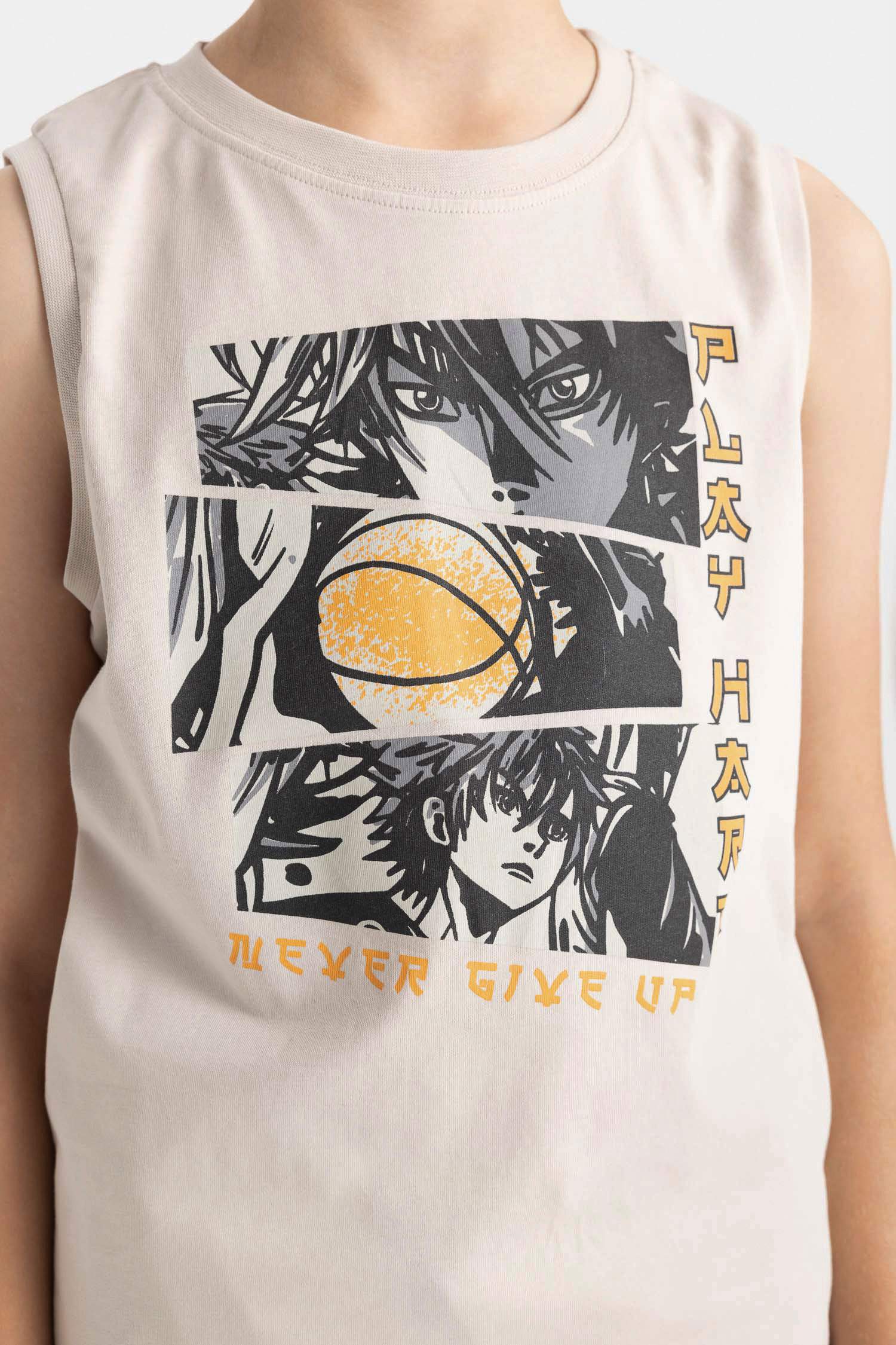 Boy Crew Neck Printed Sleeveless T-Shirt