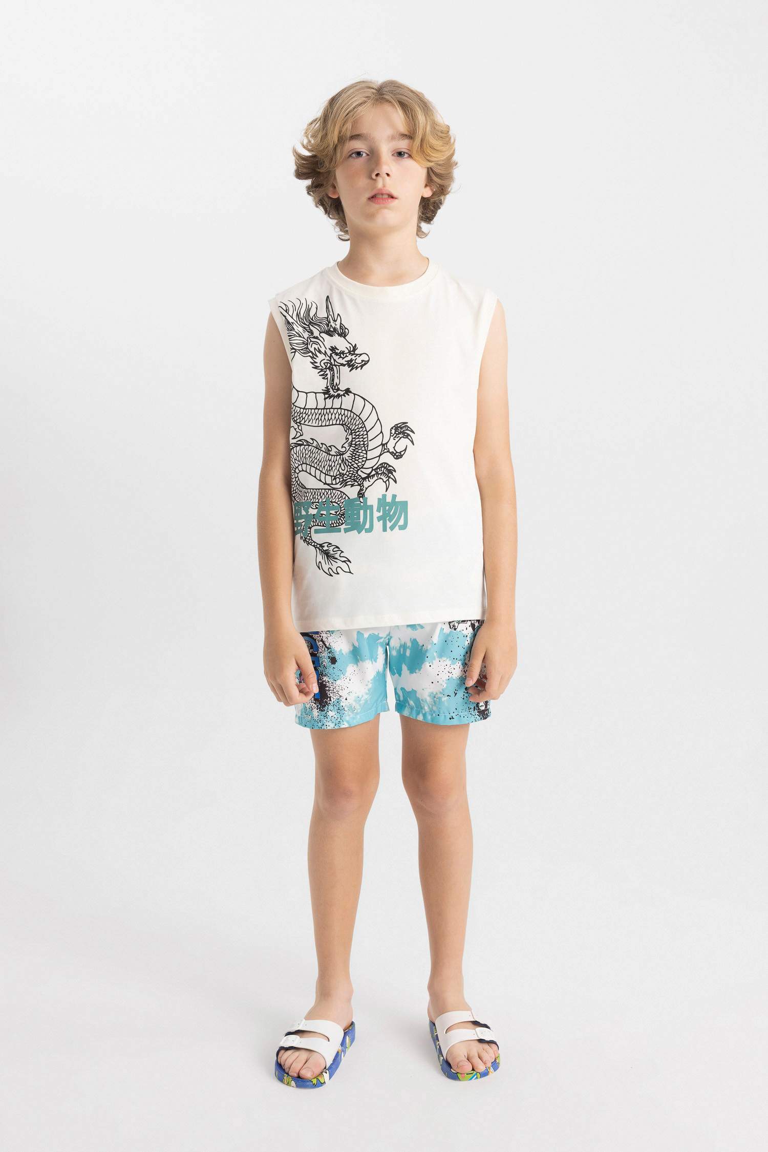 Boy Crew Neck Printed Sleeveless T-Shirt