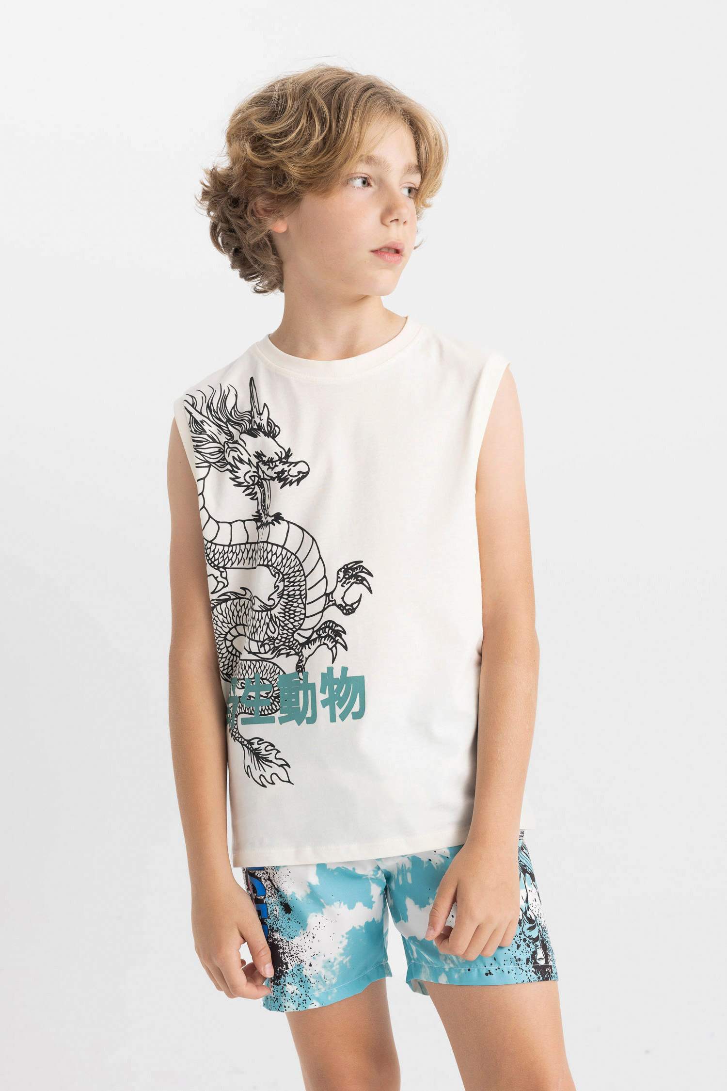 Boy Crew Neck Printed Sleeveless T-Shirt
