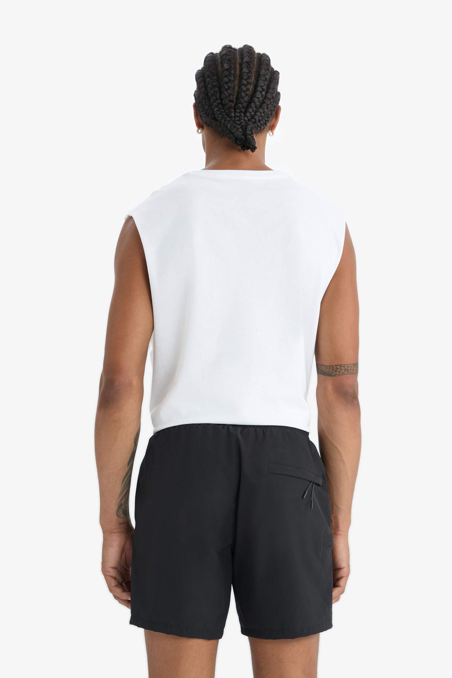 DeFactoFit Baskılı Esnek Dokulu Kısa Boy Sporcu Deniz Şortu