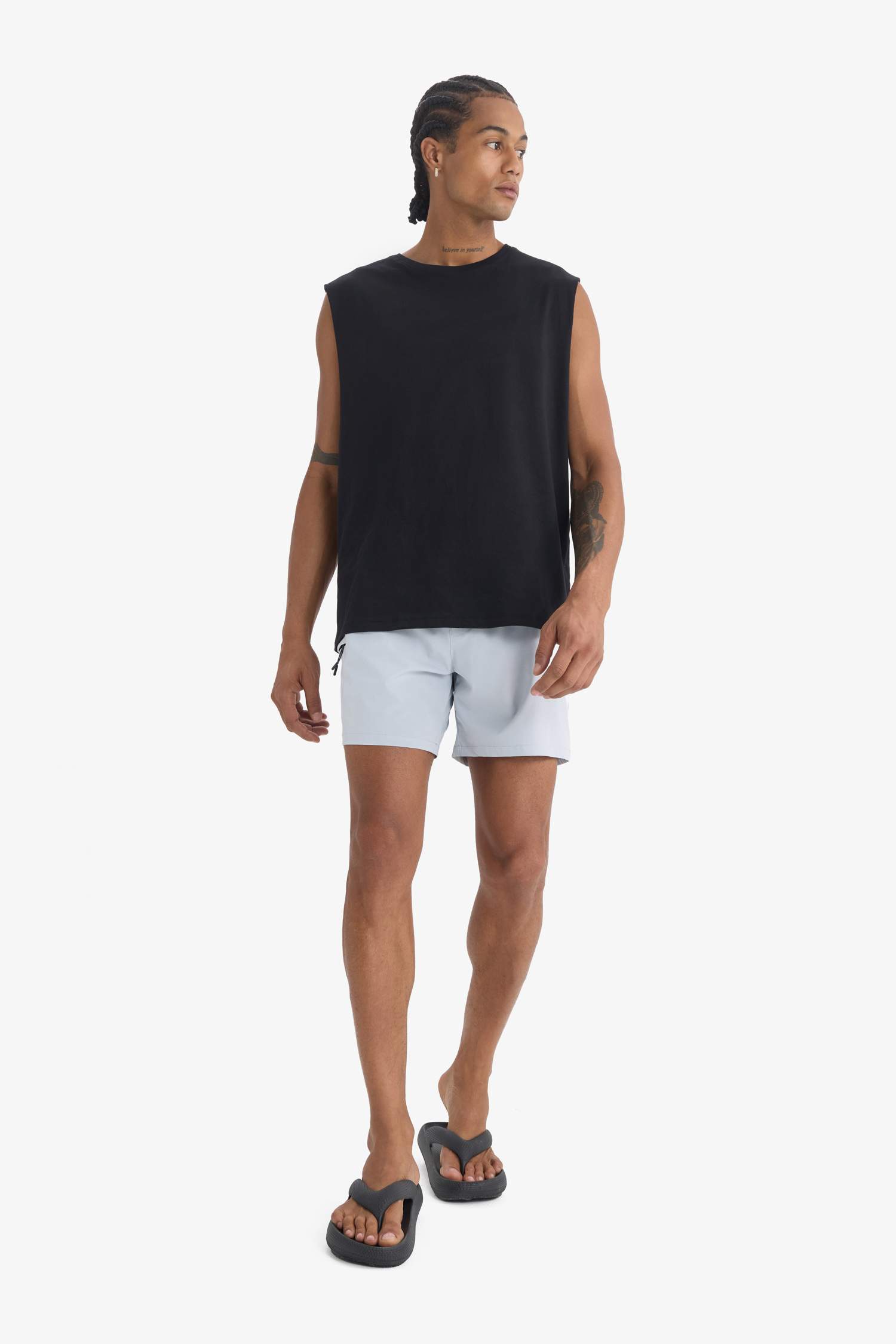 DeFactoFit Printed Flexible Textured Sports Swim Shorts