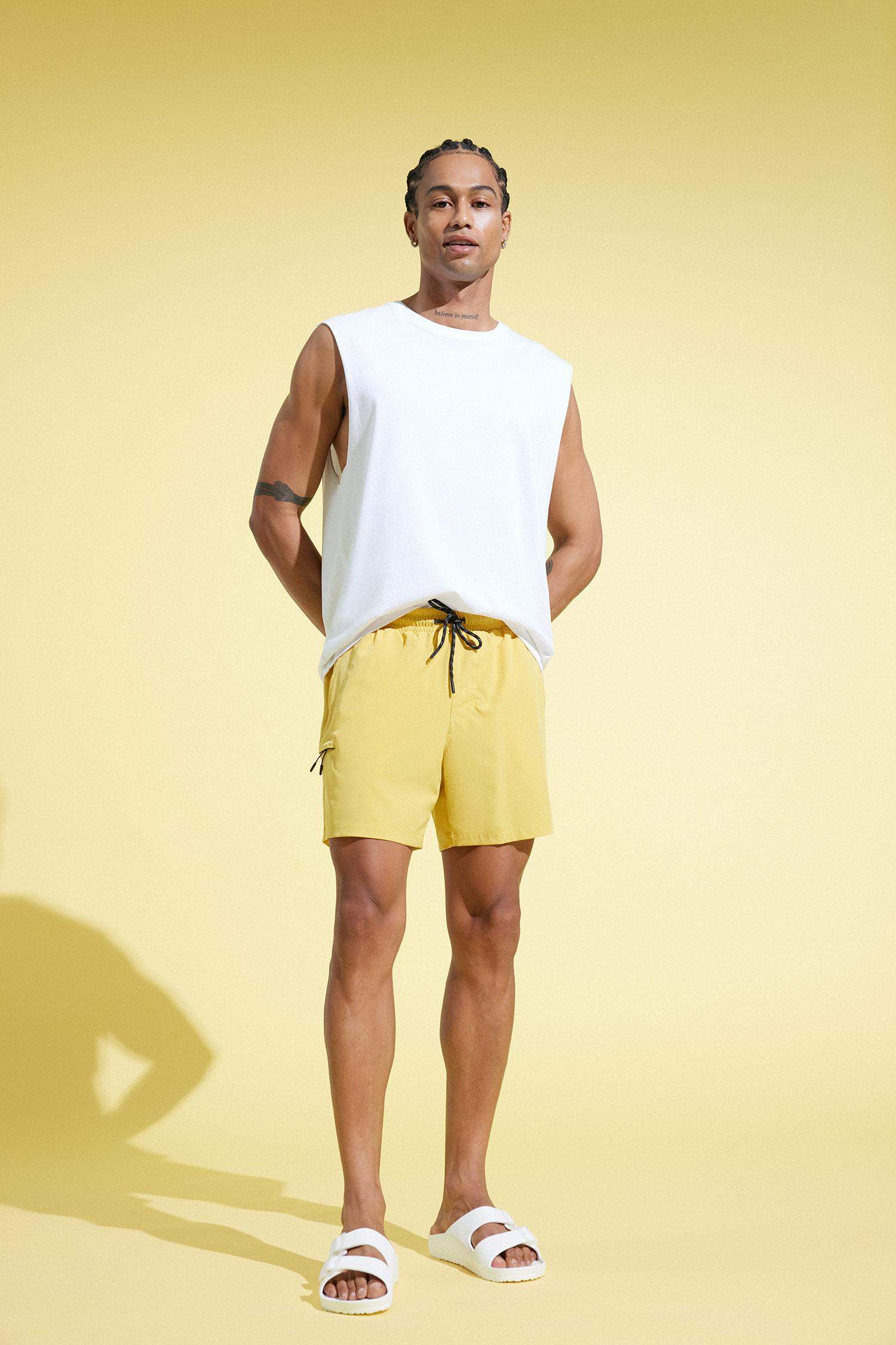 DeFactoFit Printed Flexible Textured Sports Swim Shorts