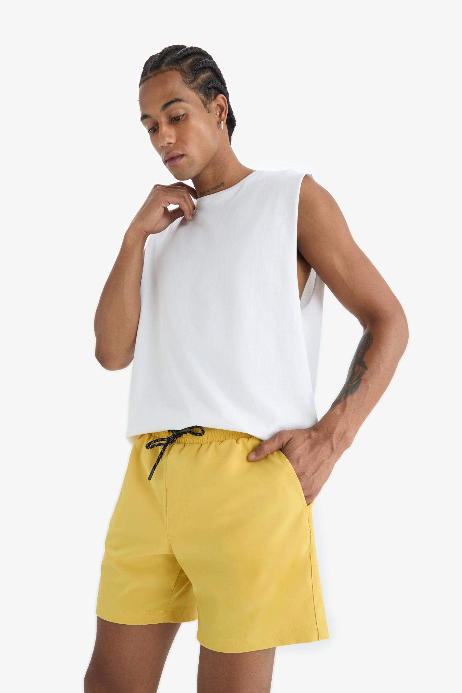 DeFactoFit Printed Flexible Textured Sports Swim Shorts