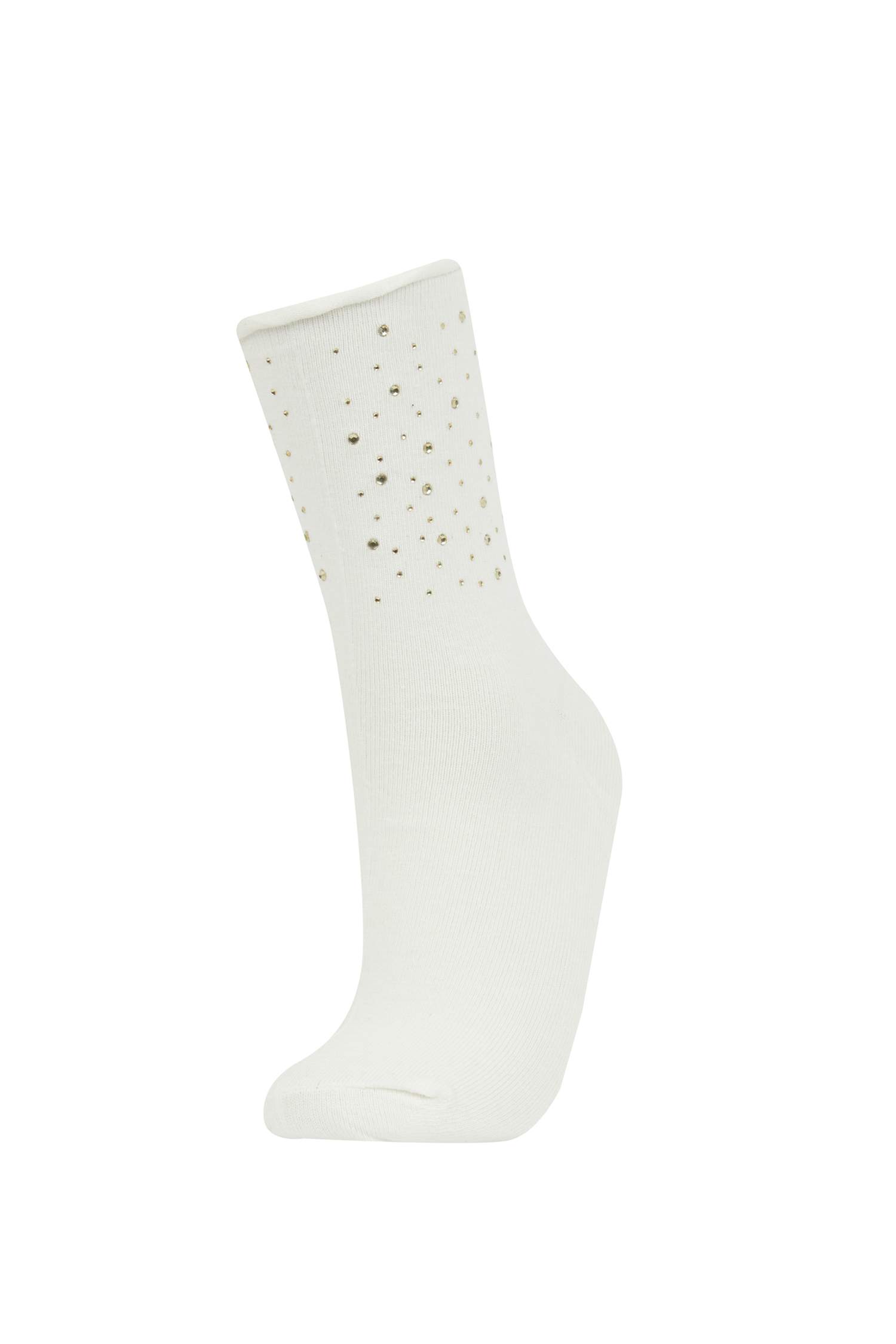 Woman Appliqued 2 Piece Cotton Long Socks