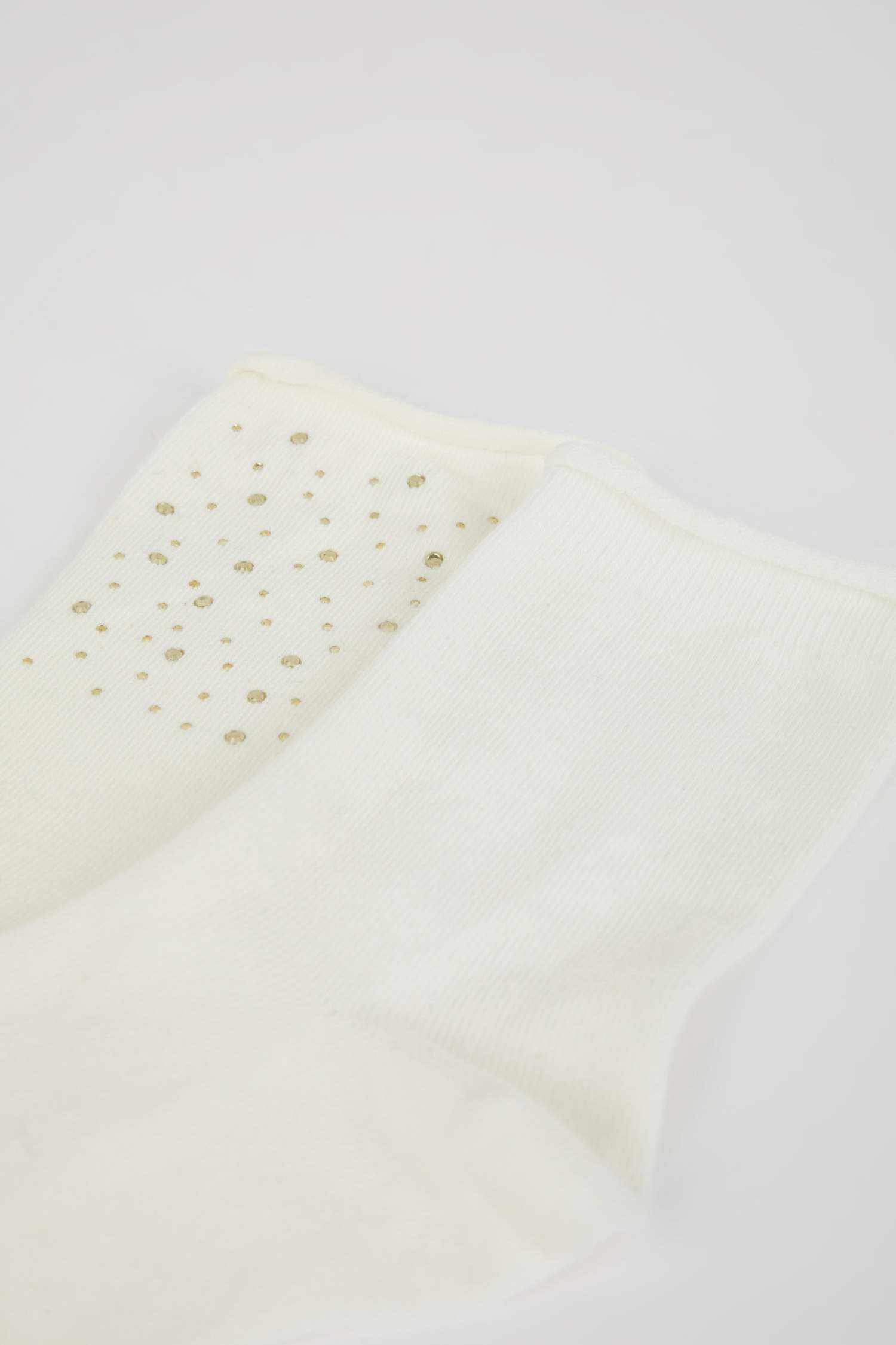 Woman Appliqued 2 Piece Cotton Long Socks