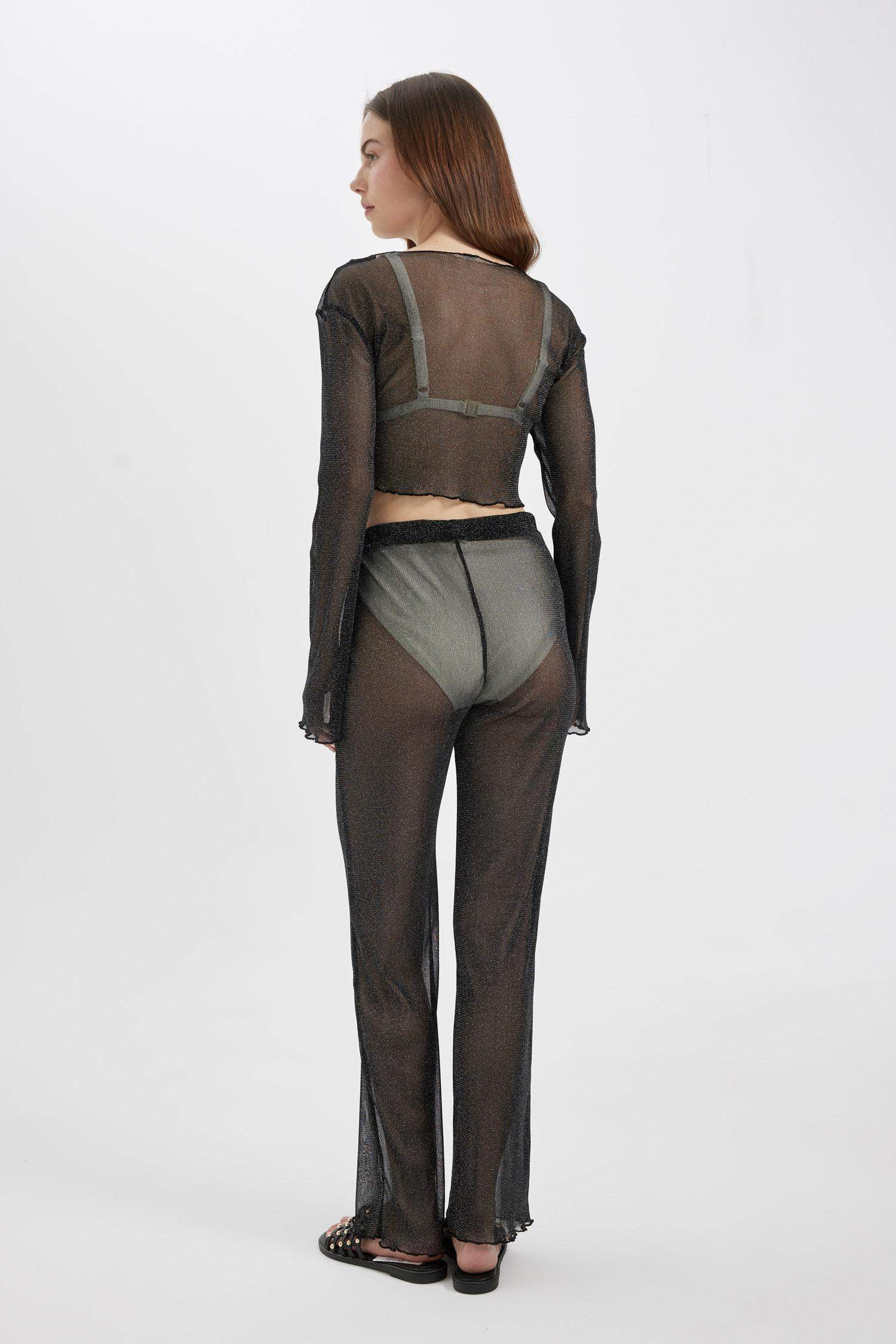 Afra x DeFacto Fall in Love Regular Fit Shiny Fabric Beach Trousers