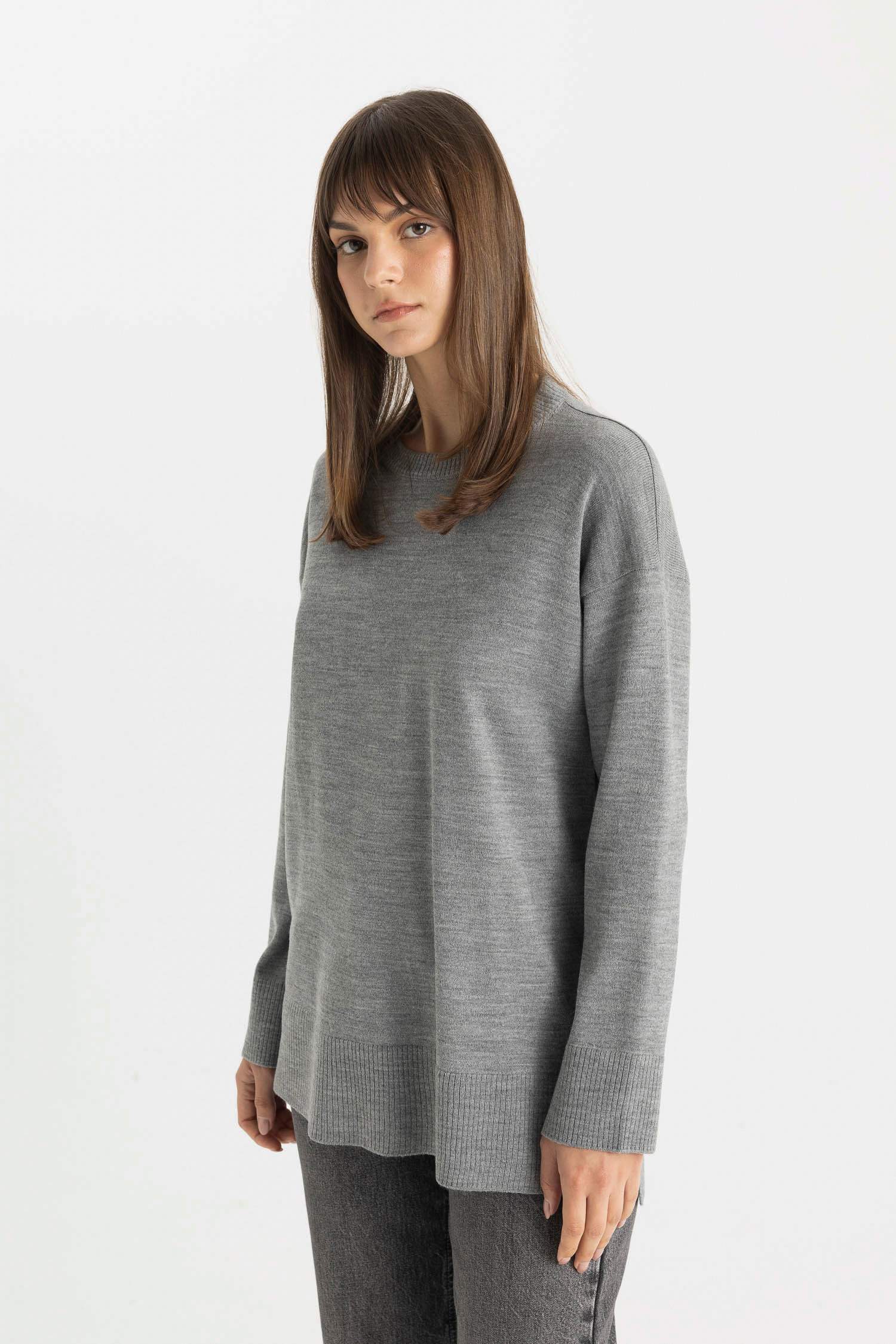 Tunique en tricot coupe régulière à Col Rond