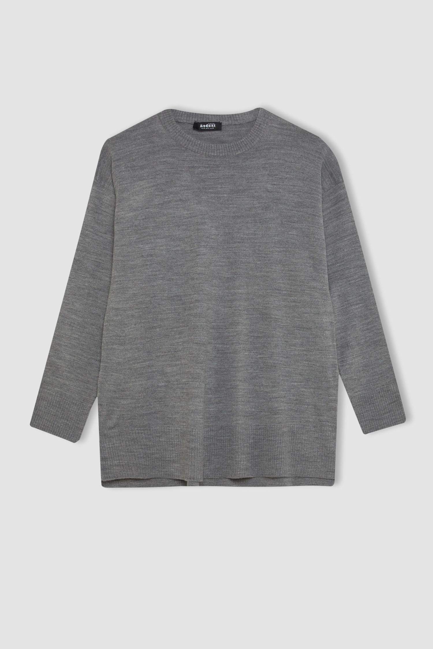 Tunique en tricot coupe régulière à Col Rond