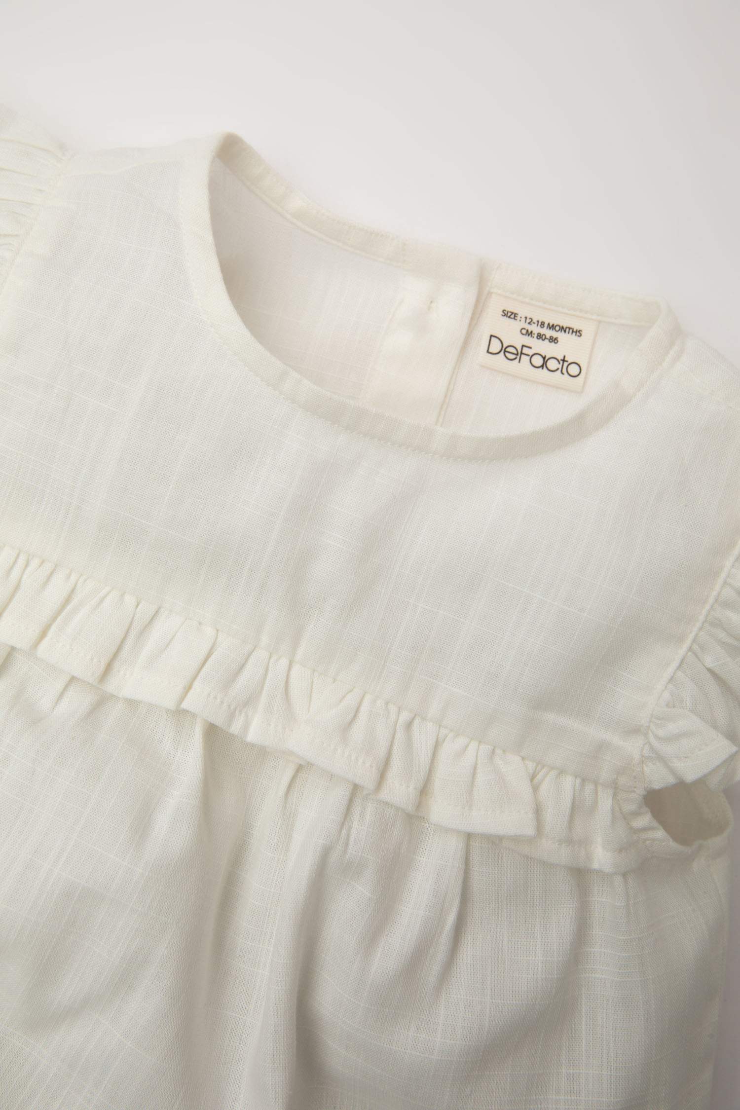 Kız Bebek 2'li Takım Kısa Kollu Fırfır Detaylı Bluz Şort