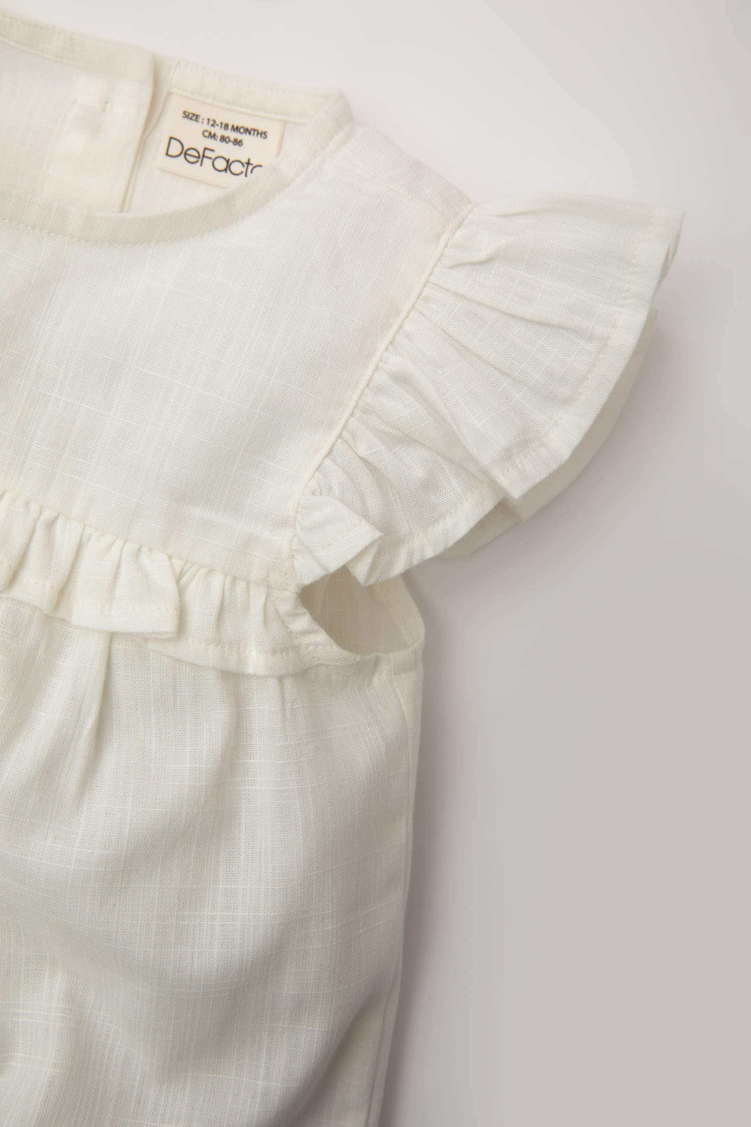 Kız Bebek 2'li Takım Kısa Kollu Fırfır Detaylı Bluz Şort