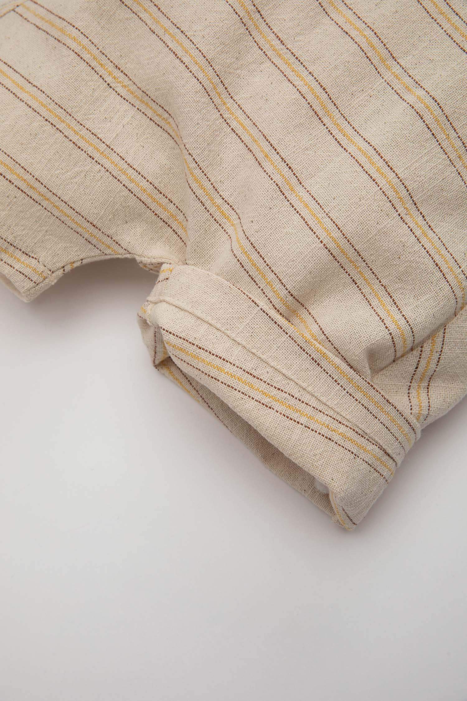 Erkek Bebek 2'li Takım Kısa Kollu Tişört Çizgili Dokuma Salopet